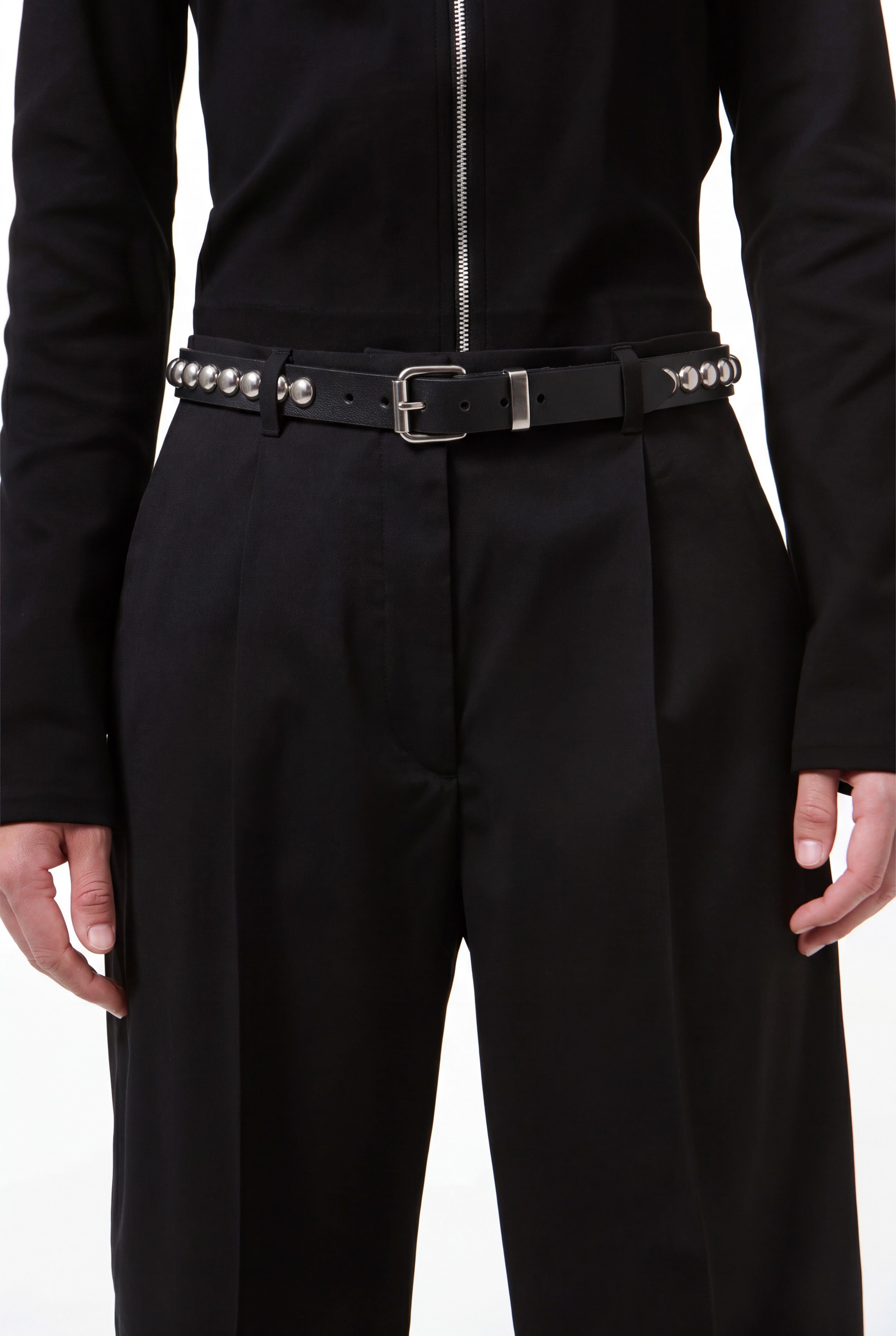 Black Leather Dome Stud Belt - Assembly New York