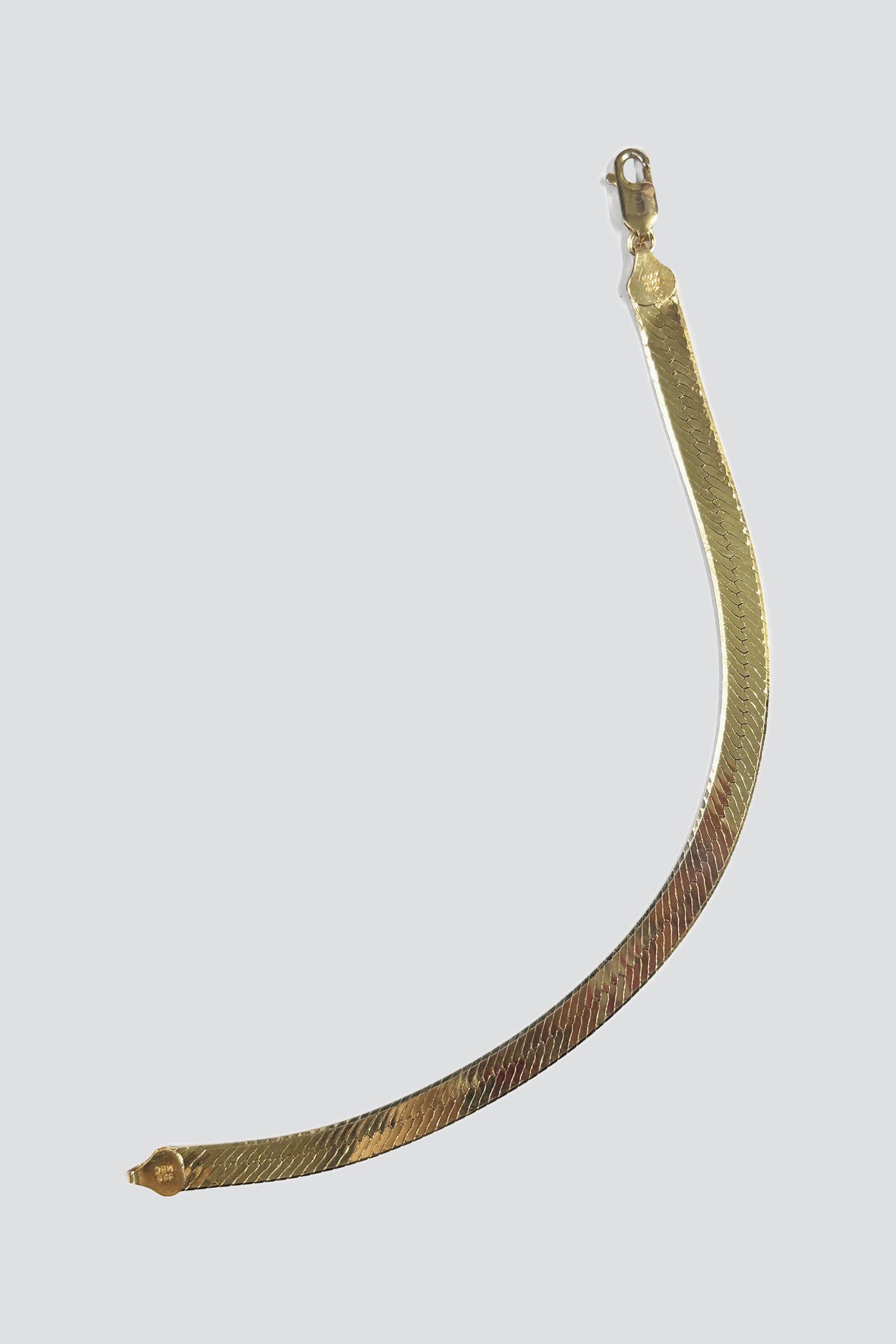 14K Gold Vermeil Herringbone Chain Bracelet