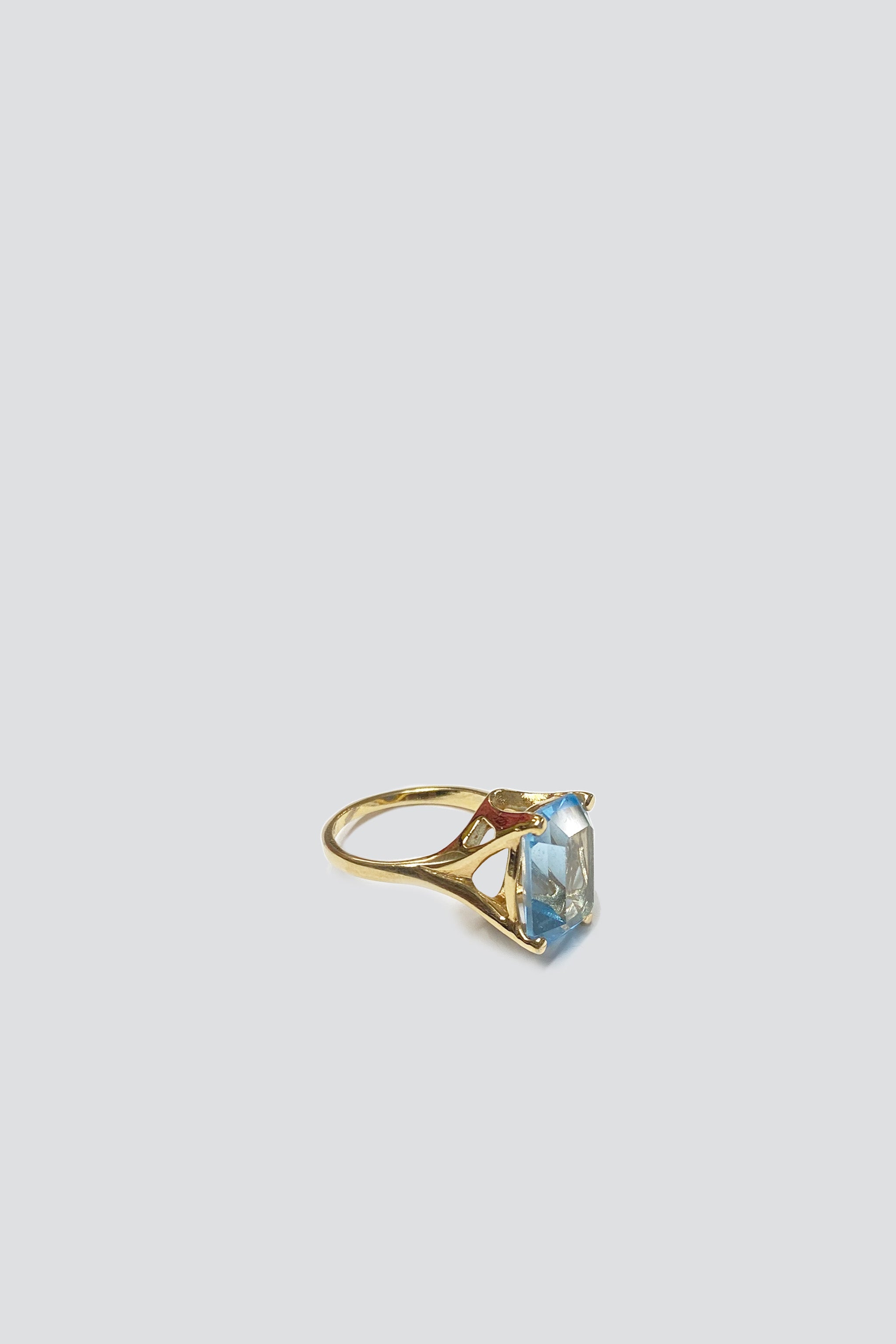 18K Gold Vermeil Blue Topaz Gem Ring