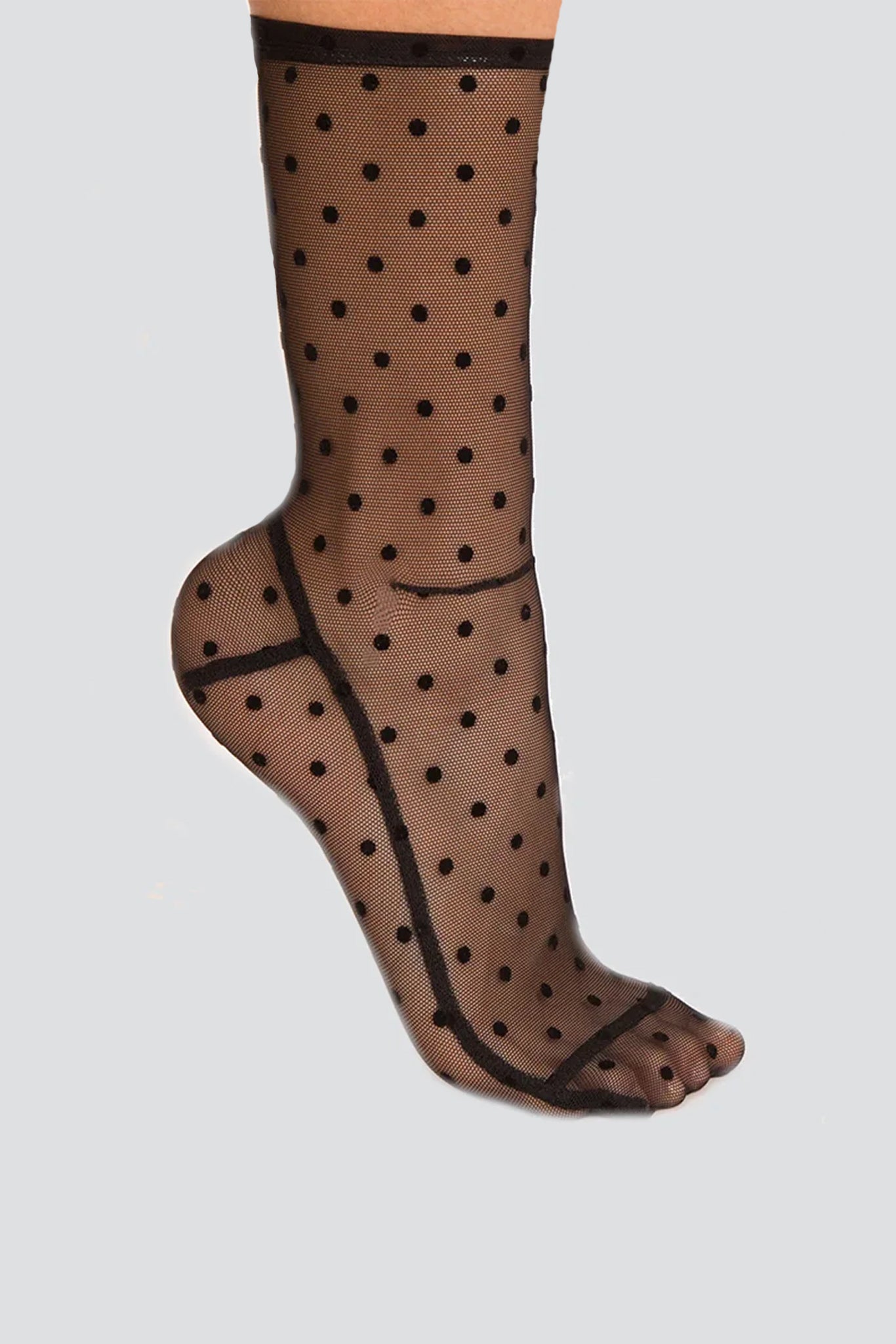 Black Velvet Dot Mesh Sock