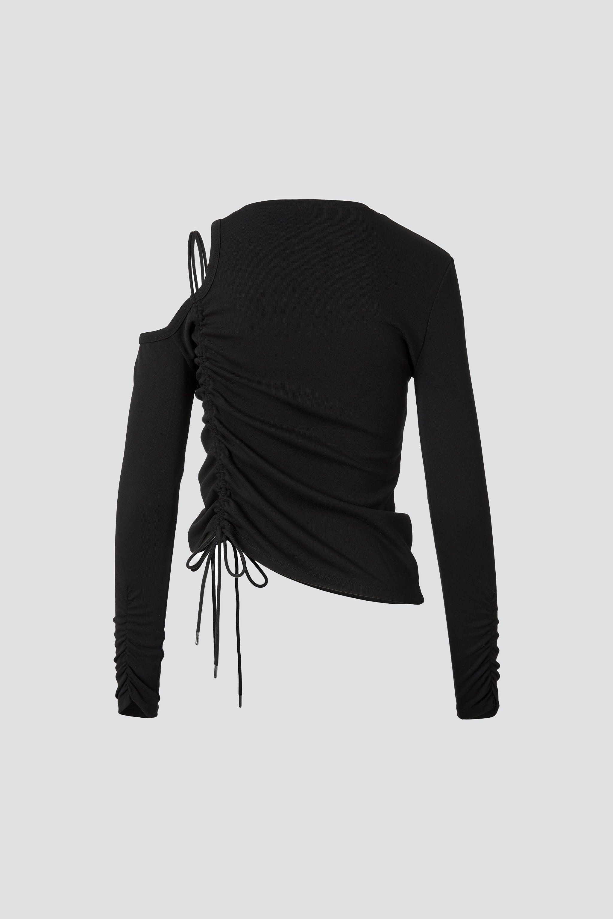 Black Cut Out Drawstring T-Shirt