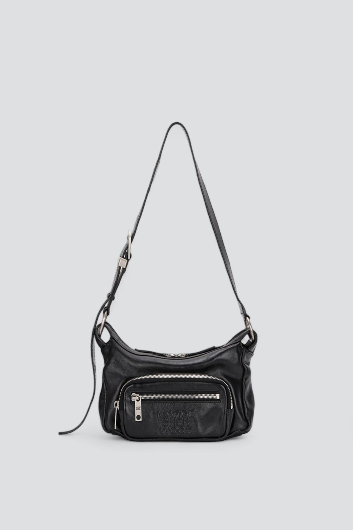 Black Glossy Plain Outpocket Hobo Mini - Marge Sherwood Black Glossy Plain Outpocket Hobo Mini - Marge Sherwood