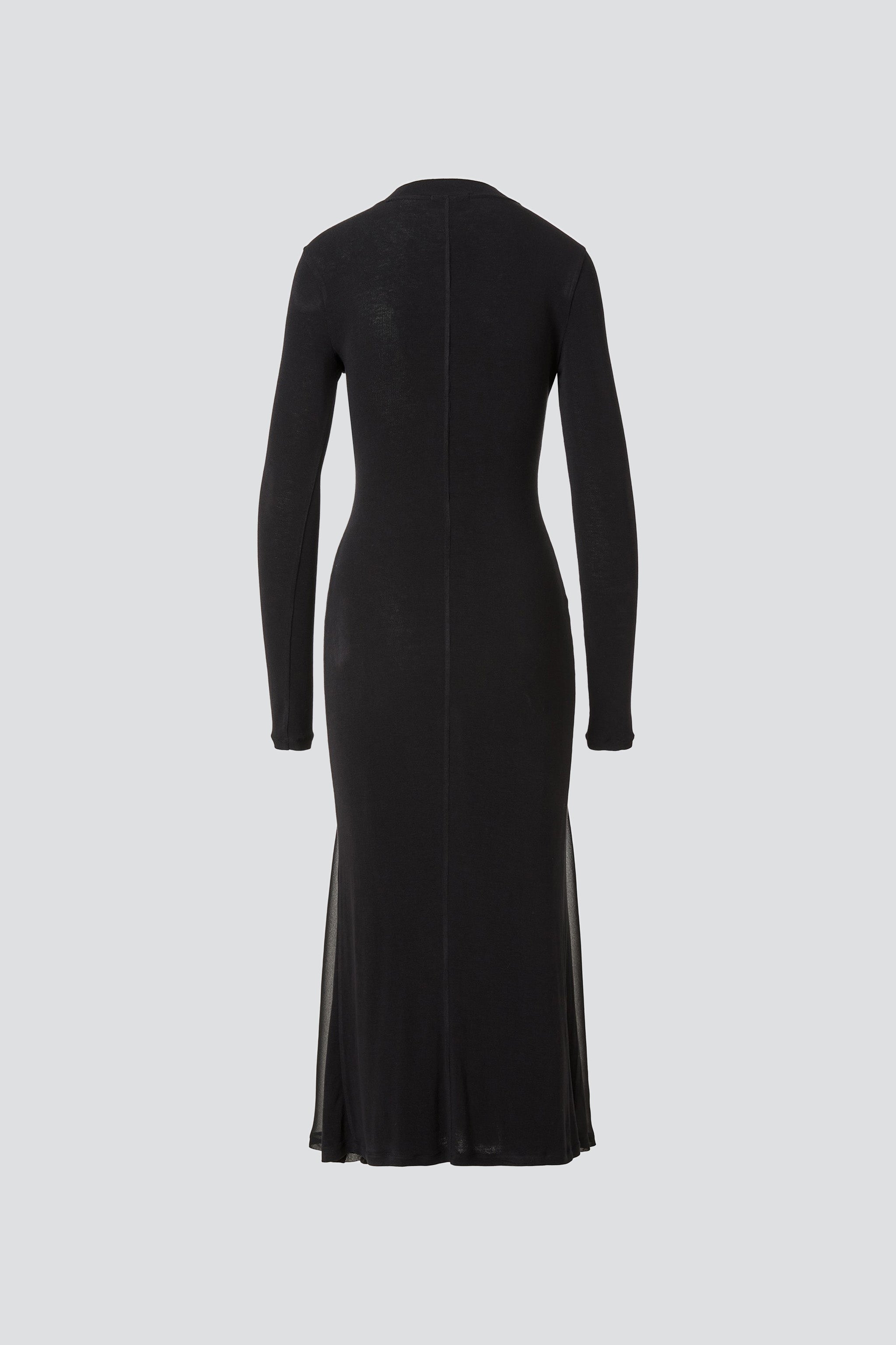 Black Sheer Panel Jersey Maxi Dress