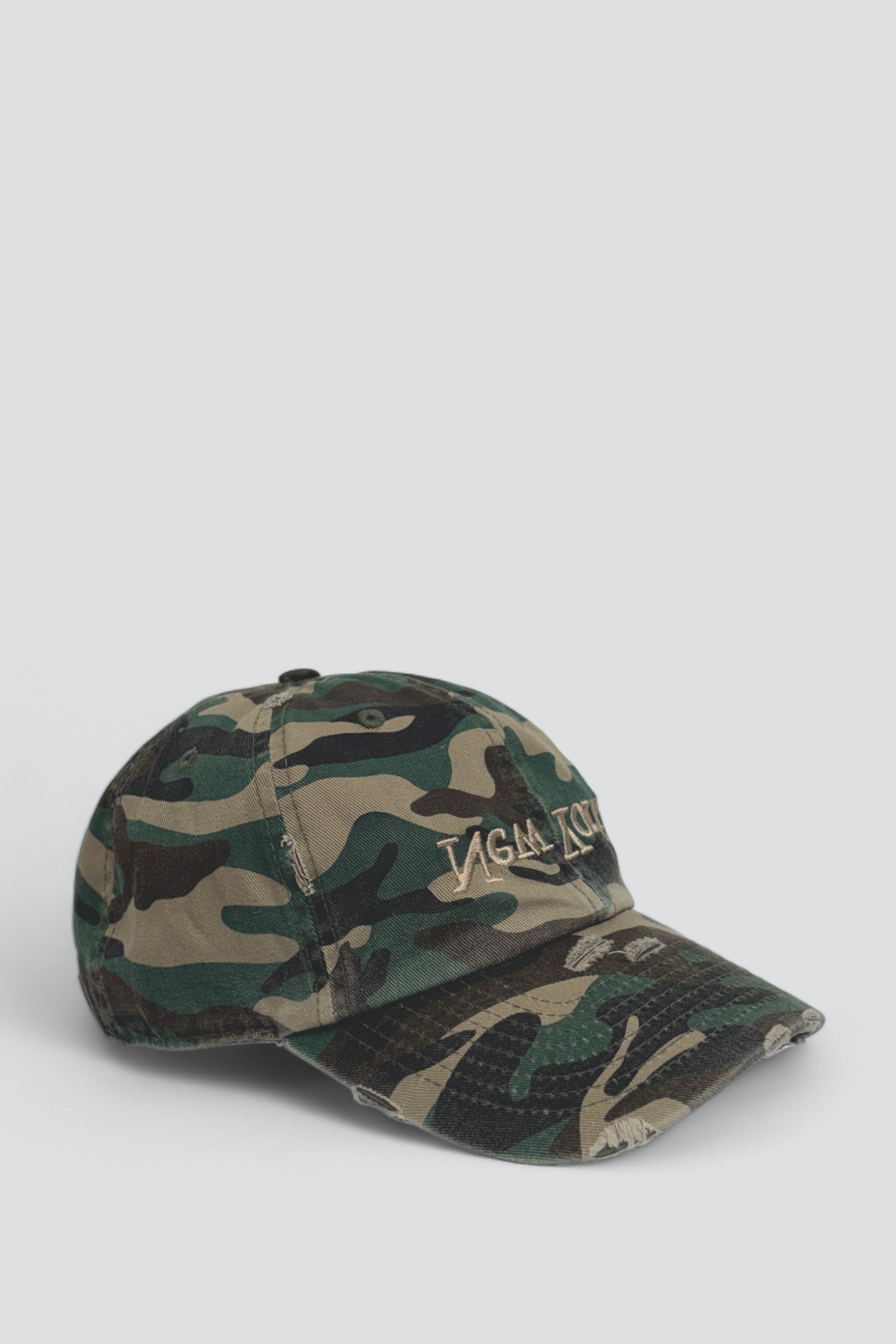 Distressed New York Embroidered Hat - Khaki Camo