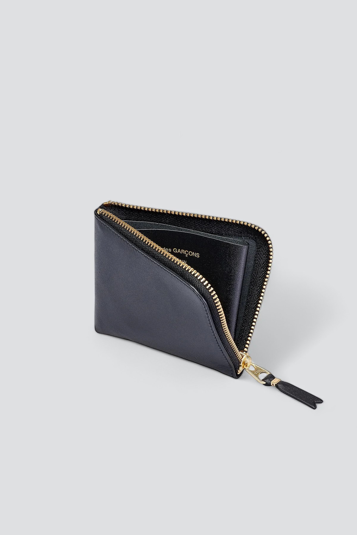 Leather Half Zip Wallet - Black - SA3100