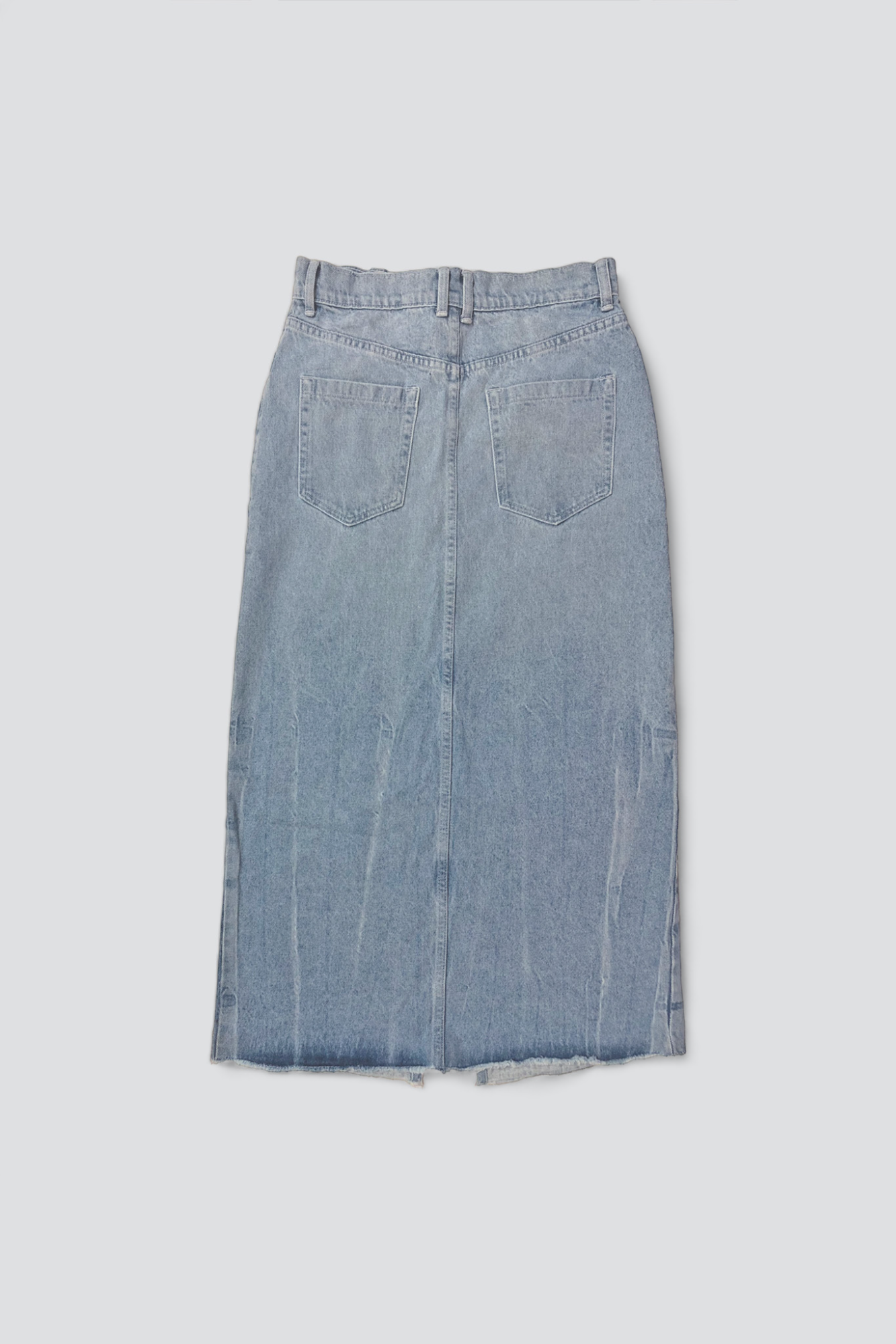 Light Wash Denim Five Pocket Maxi Split Skirt