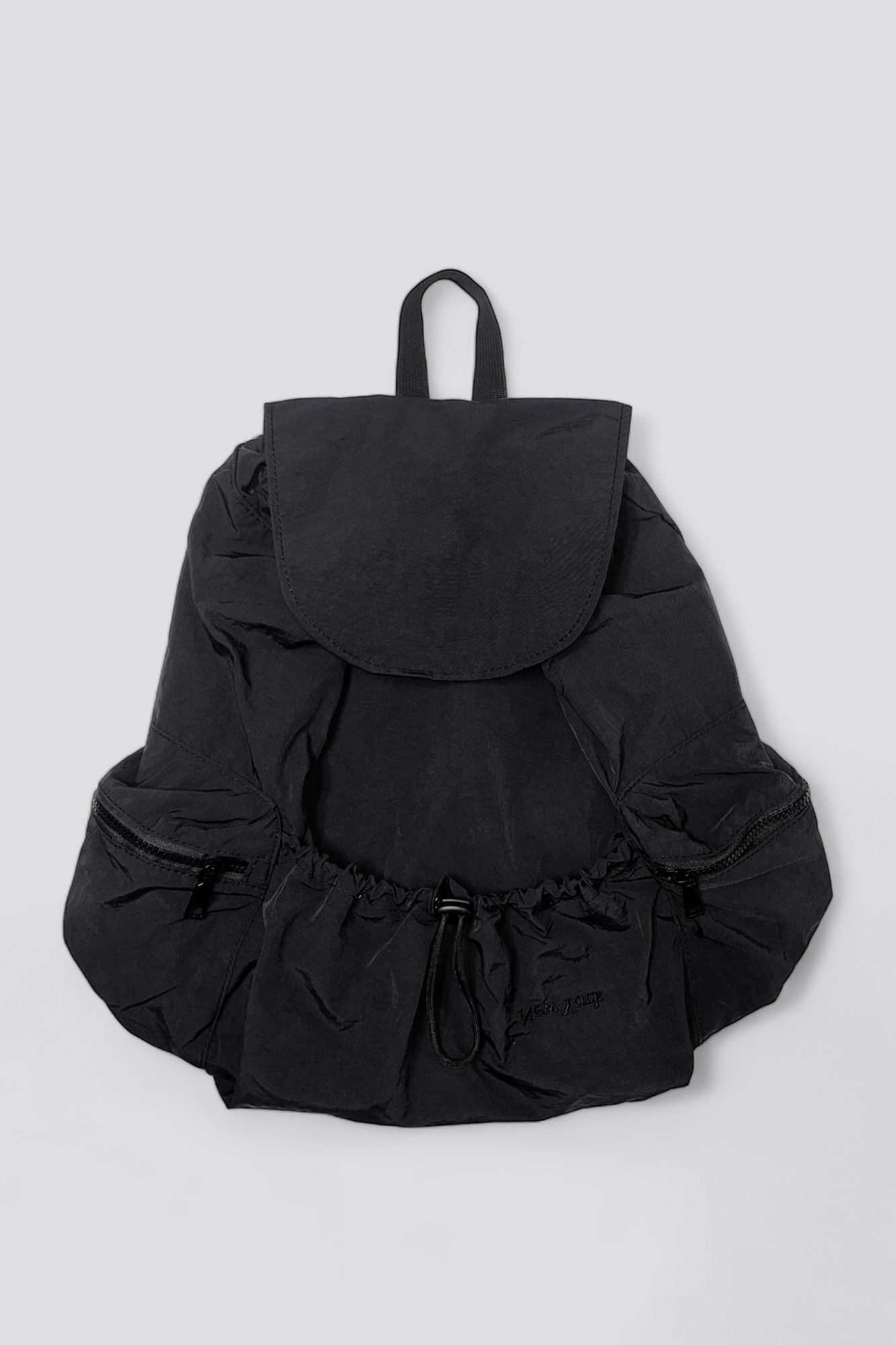 Nylon Embroidered New York Logo Drawstring Backpack - Black