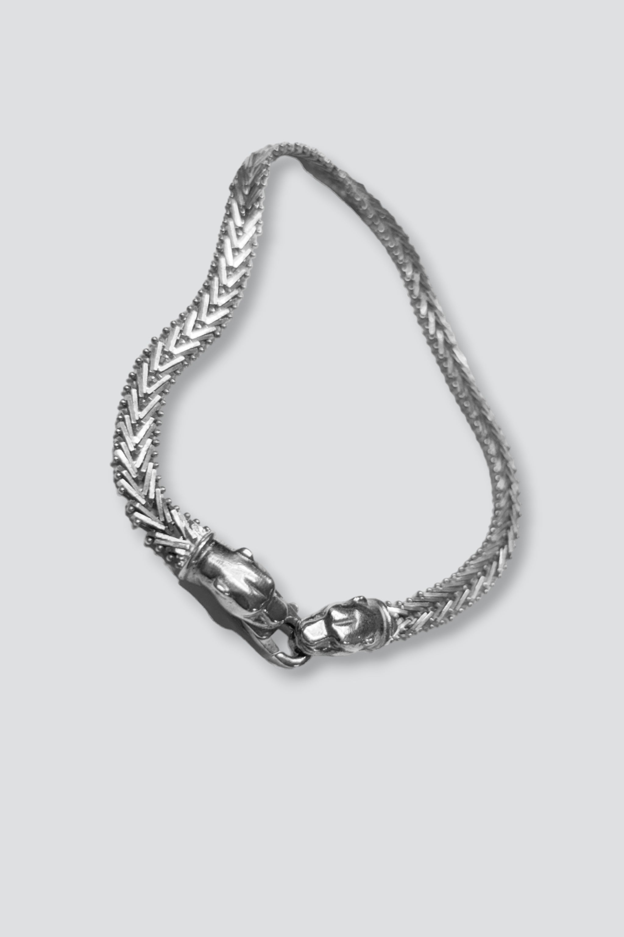 Sterling Silver Panther Clasp Antique Bracelet