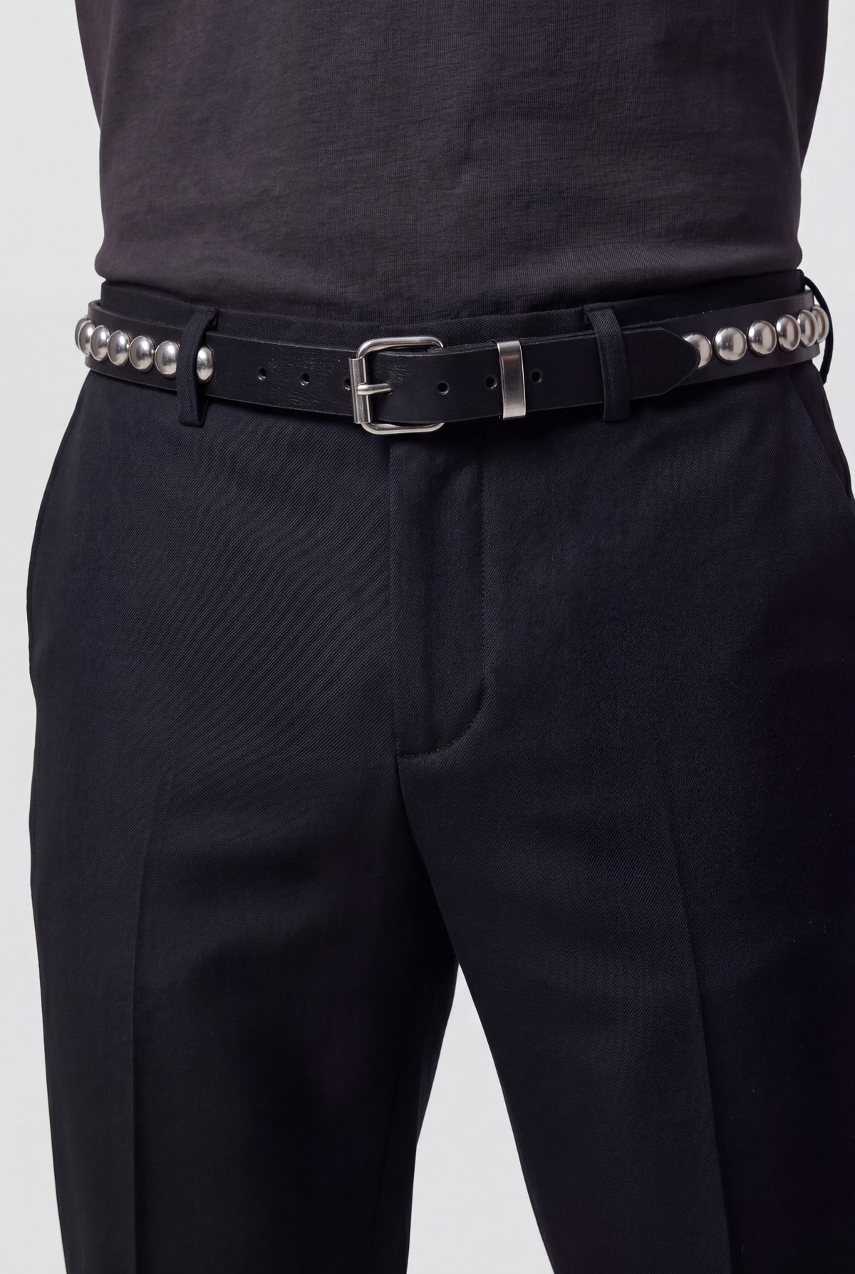 Black Leather Dome Stud Belt