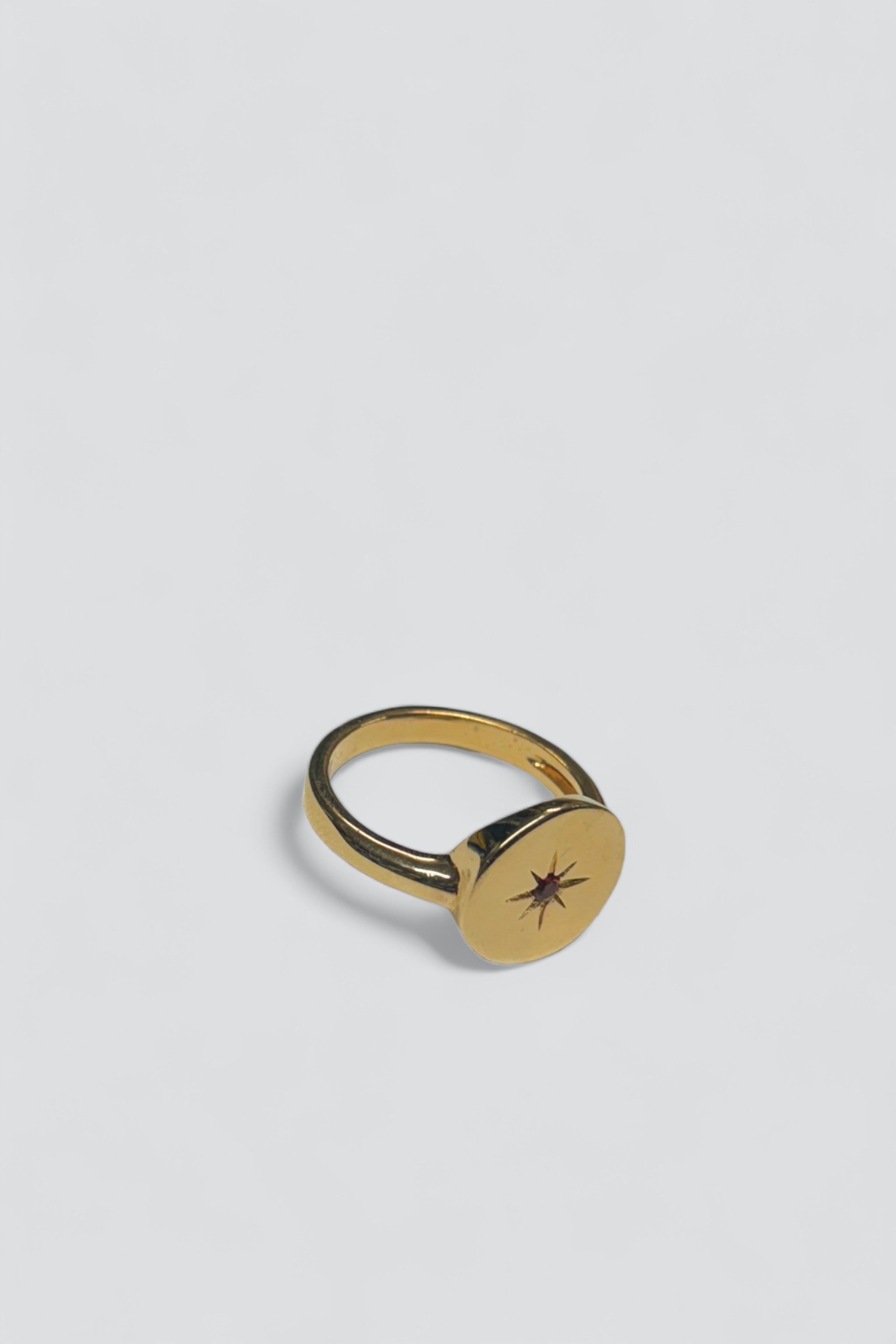 14K Gold Vermeil Star Garnet Ring