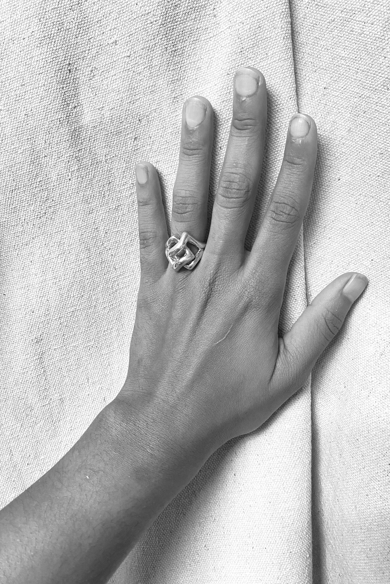 Sterling Silver Interlock Square Ring