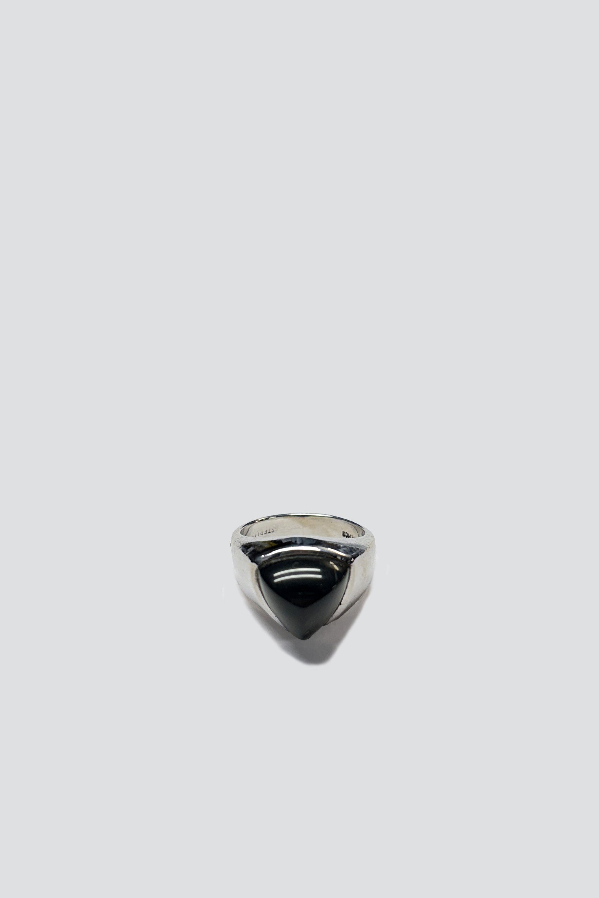Sterling Silver Pointed Onyx Signet Ring