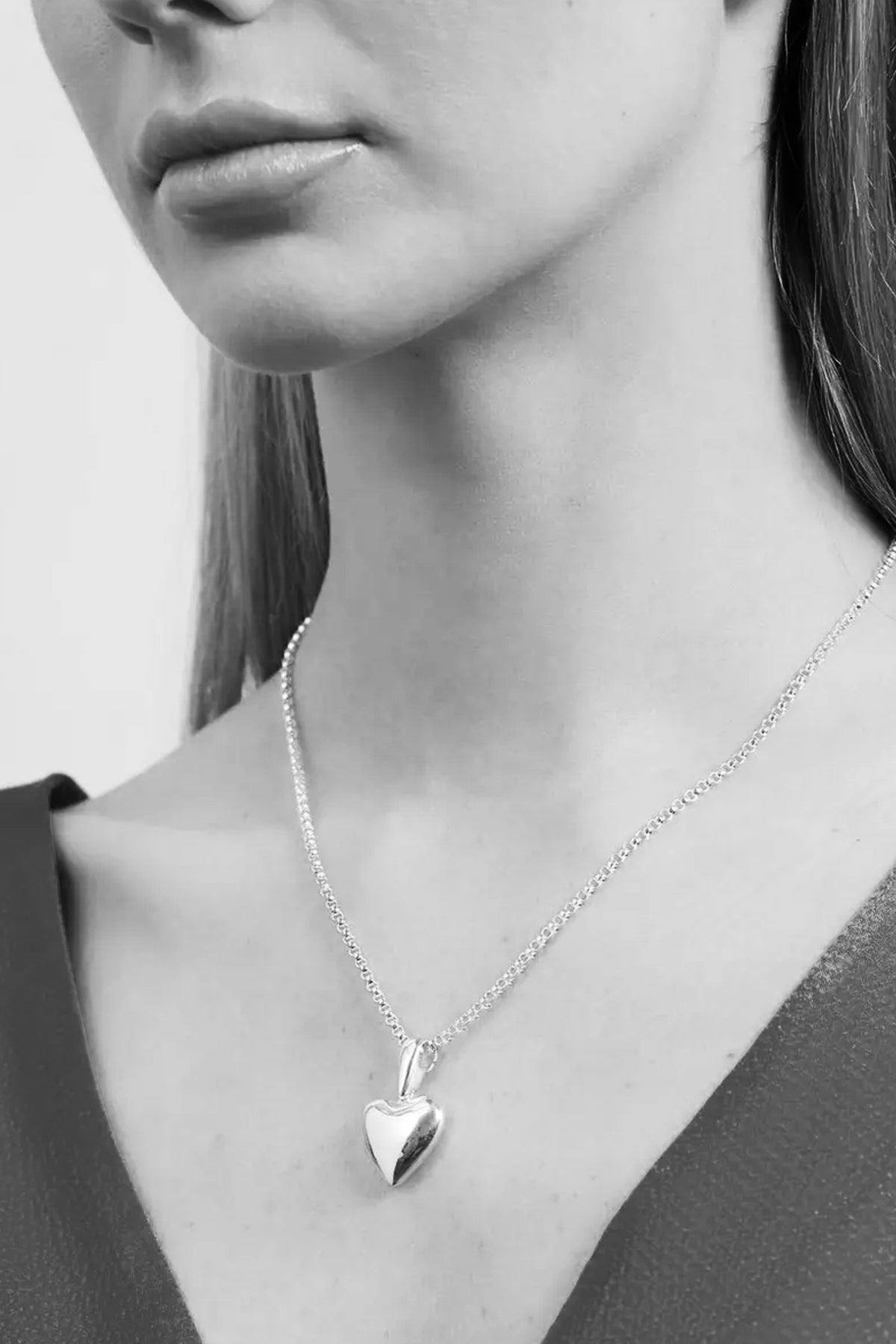 Sterling Silver Large Voluptuous Heart Necklace - Annika Inez 