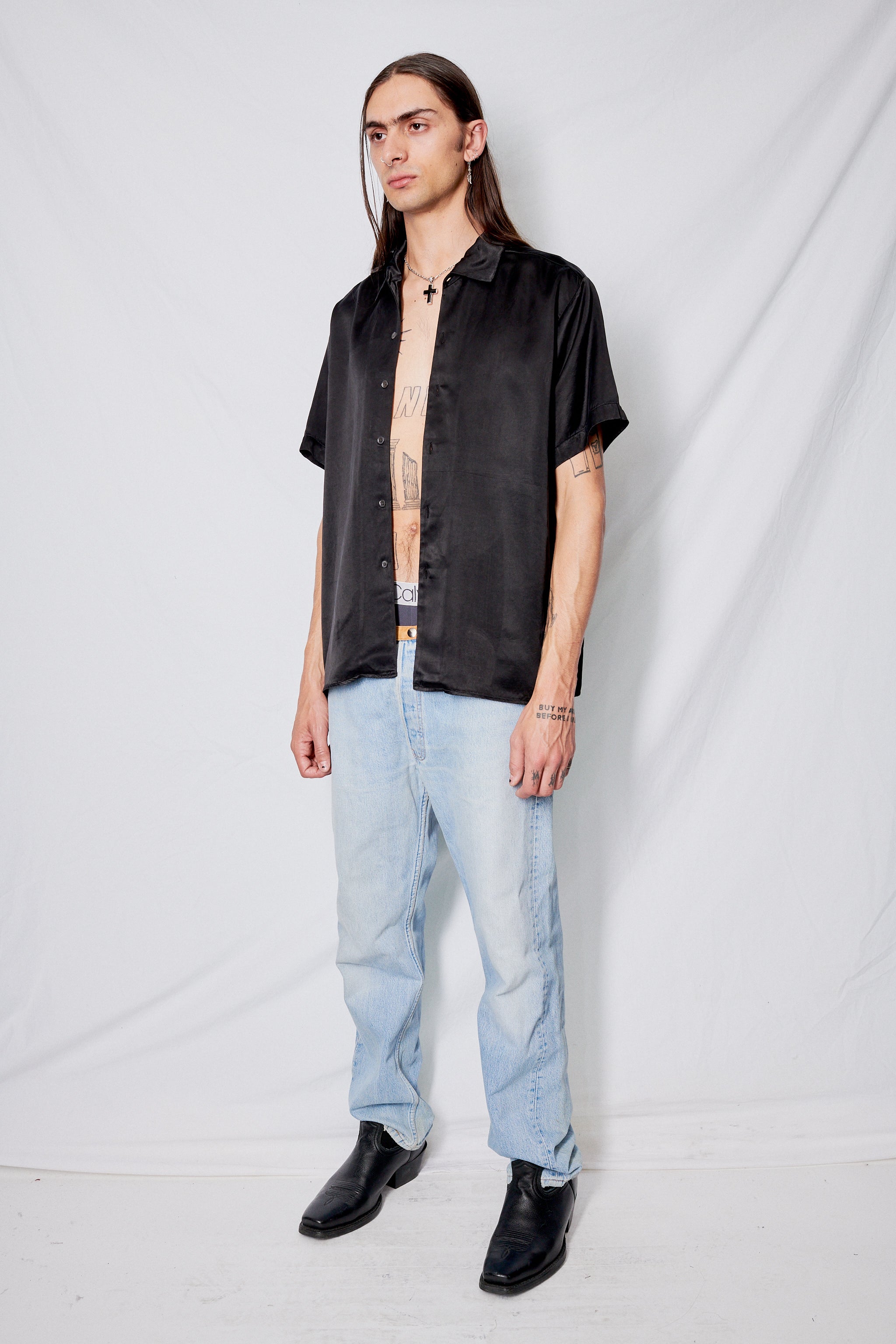 Black Cupro Camp Shirt