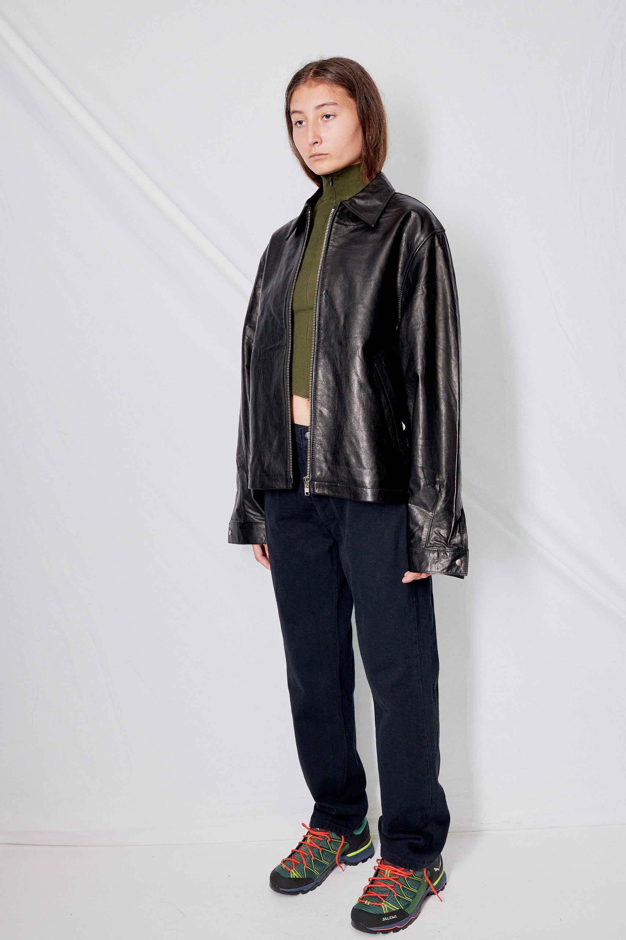 Unisex Leather Zip Jacket