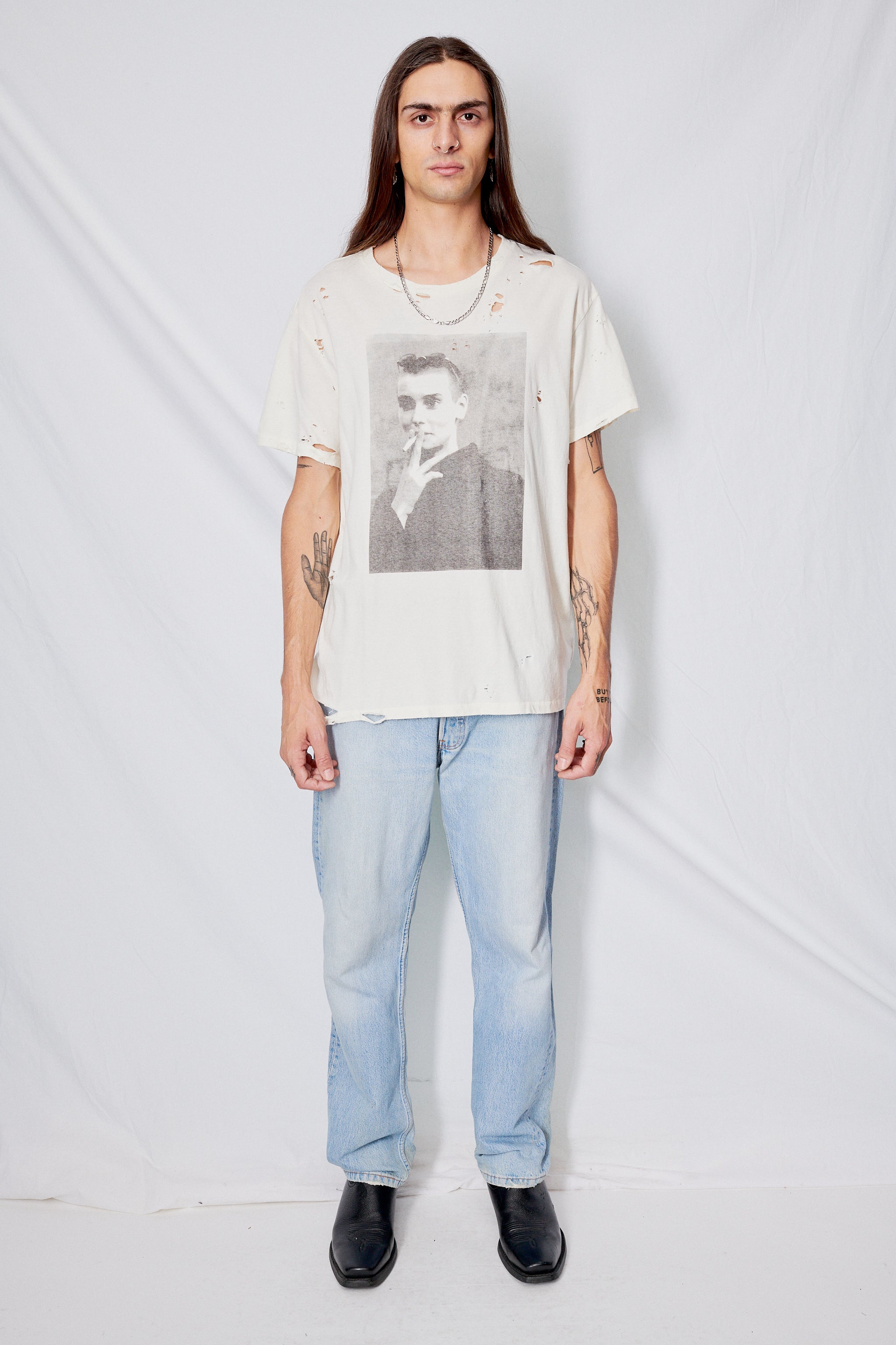 Distressed White Sinead T-Shirt
