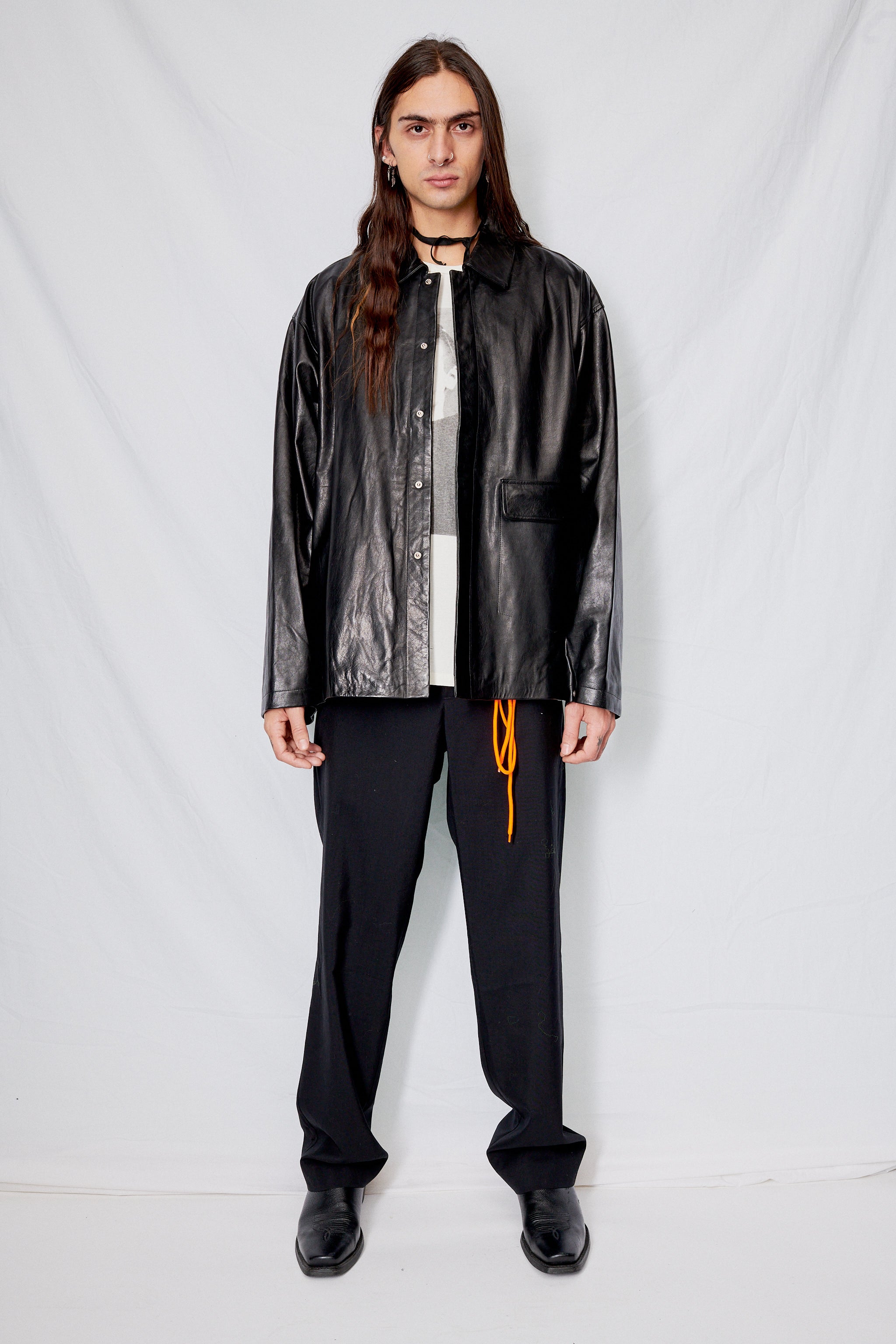 Unisex Leather Snap Shirtcoat