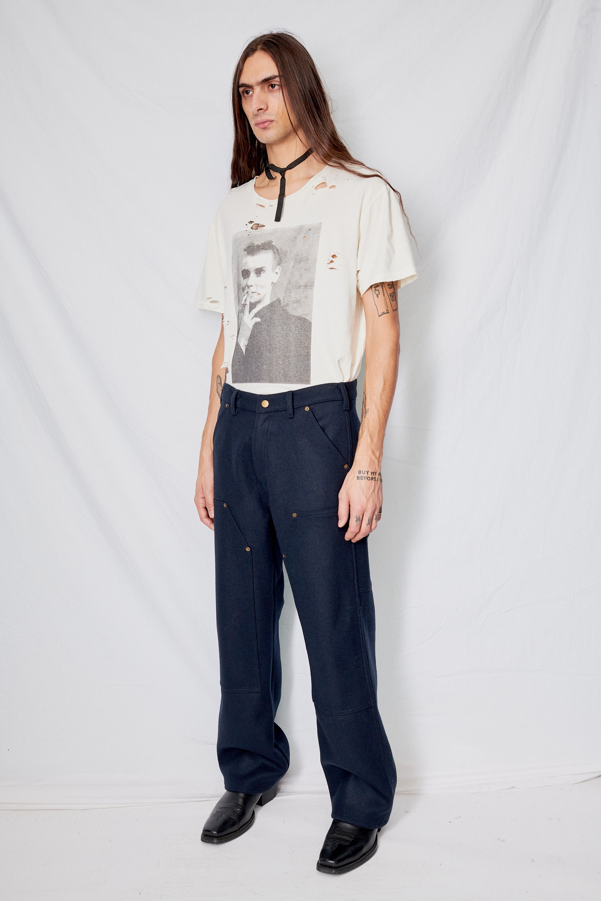 Navy Jamie Wool Work Trouser