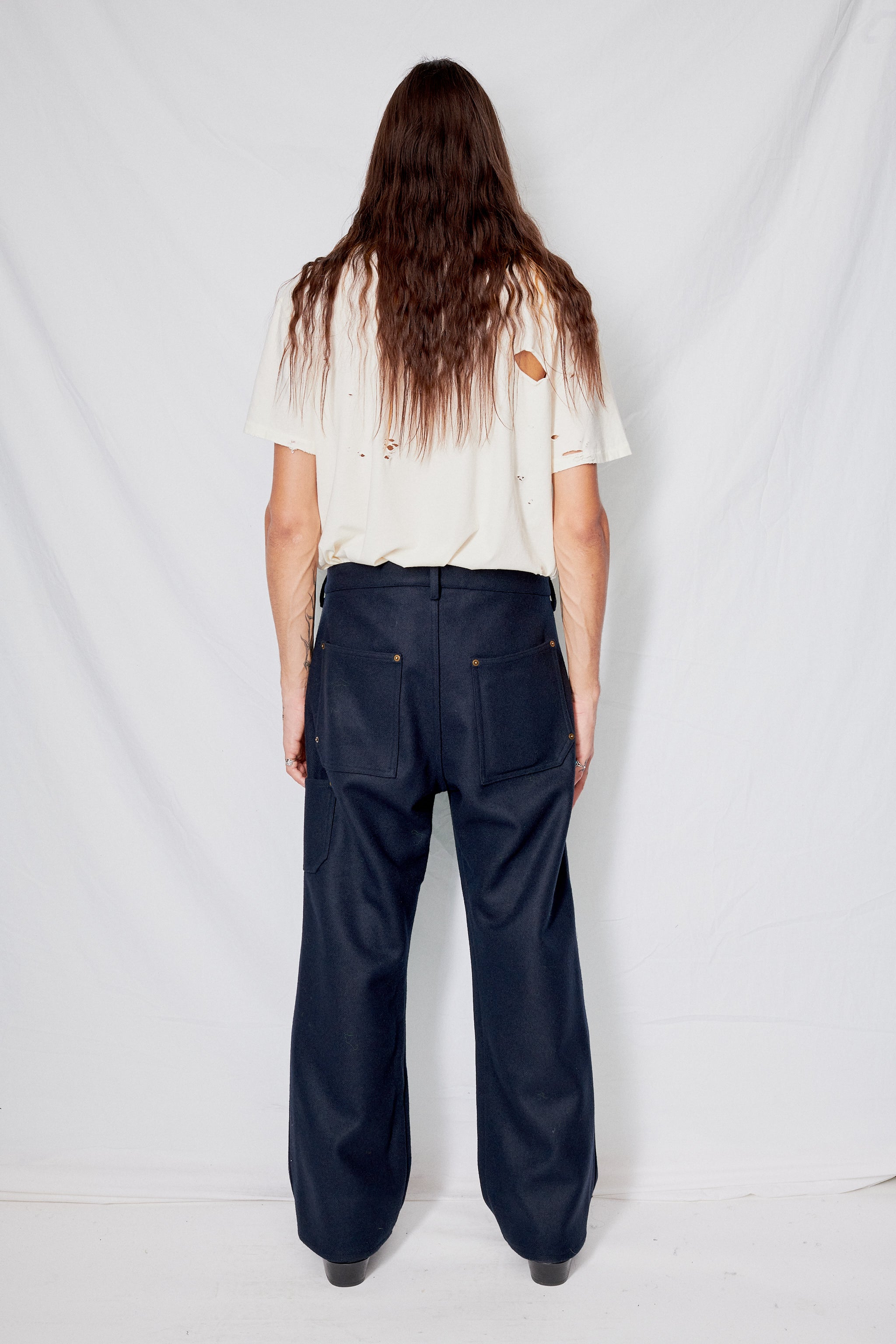 Navy Jamie Wool Work Trouser