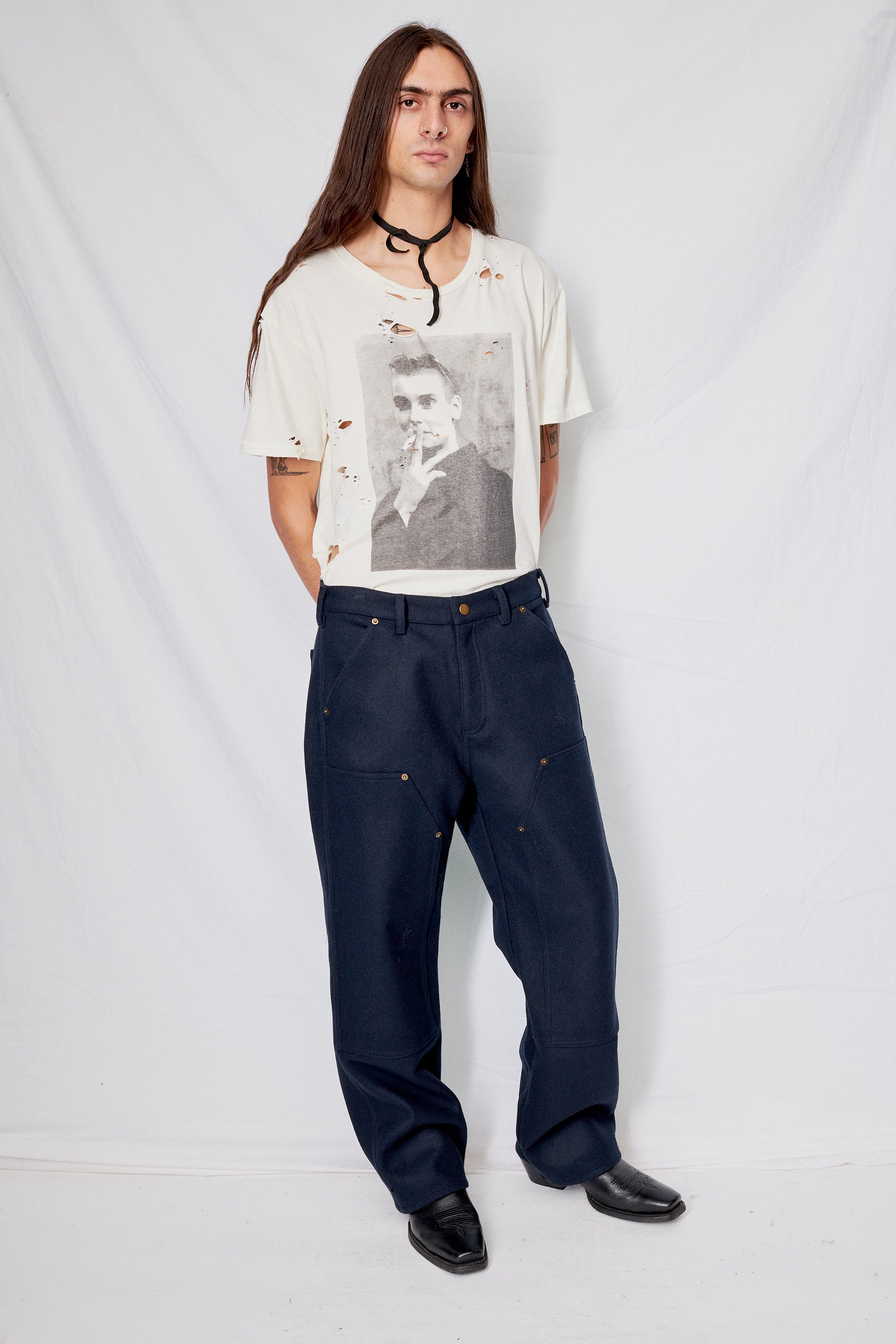 Navy Jamie Wool Work Trouser