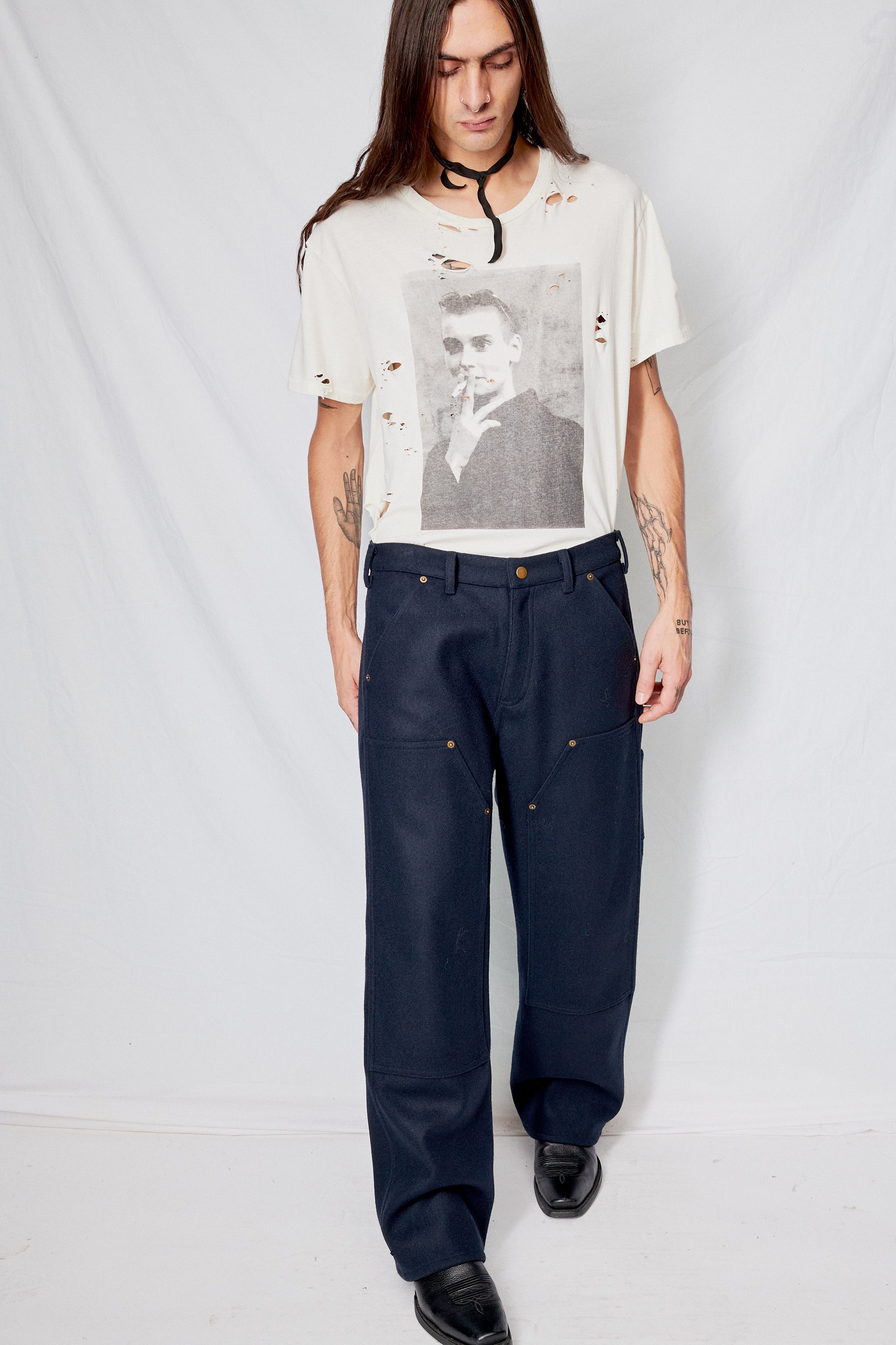 Navy Jamie Wool Work Trouser