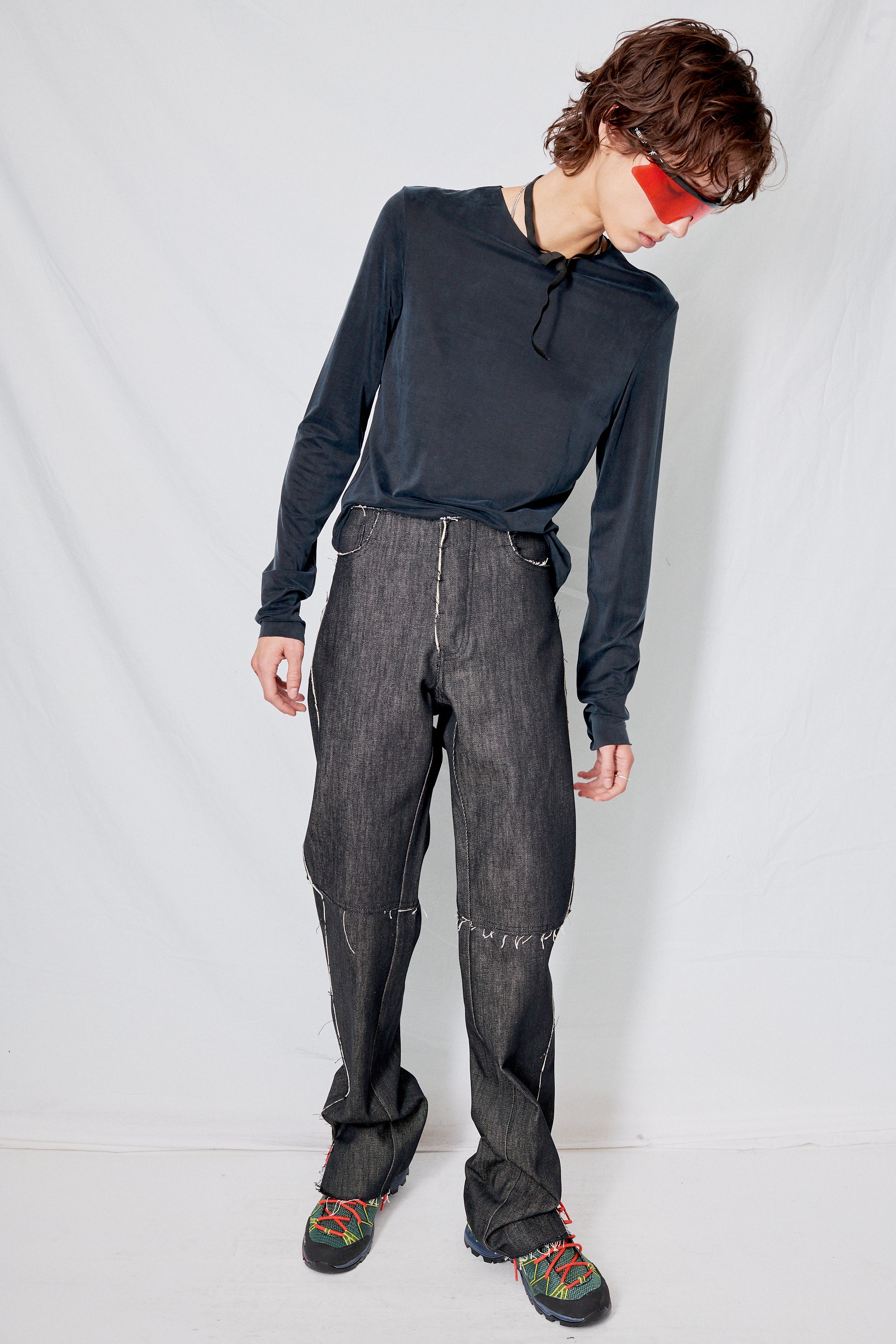 Black Denim No.155 Slit Trousers
