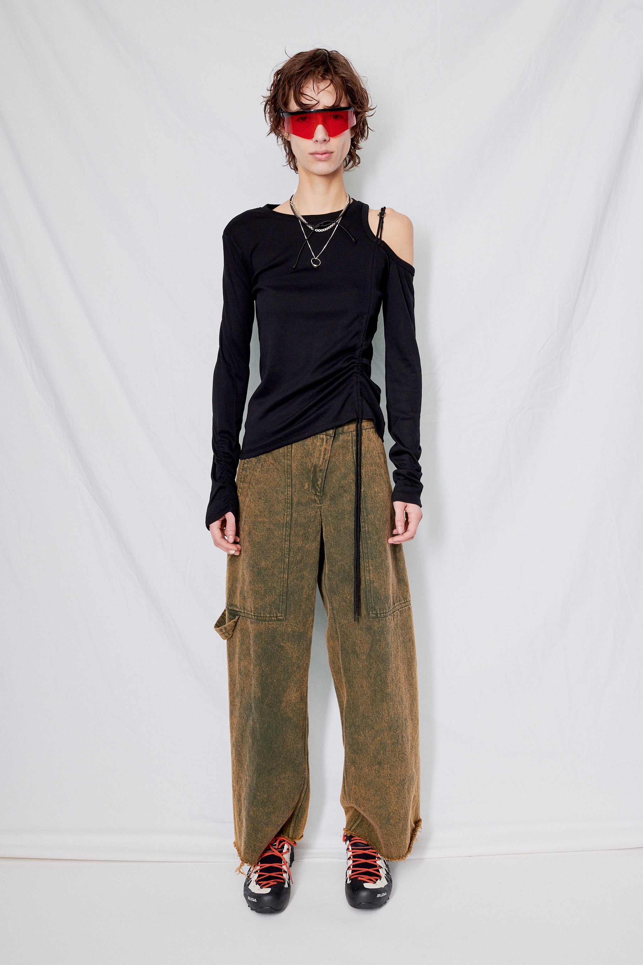 Black Cut Out Drawstring T-Shirt
