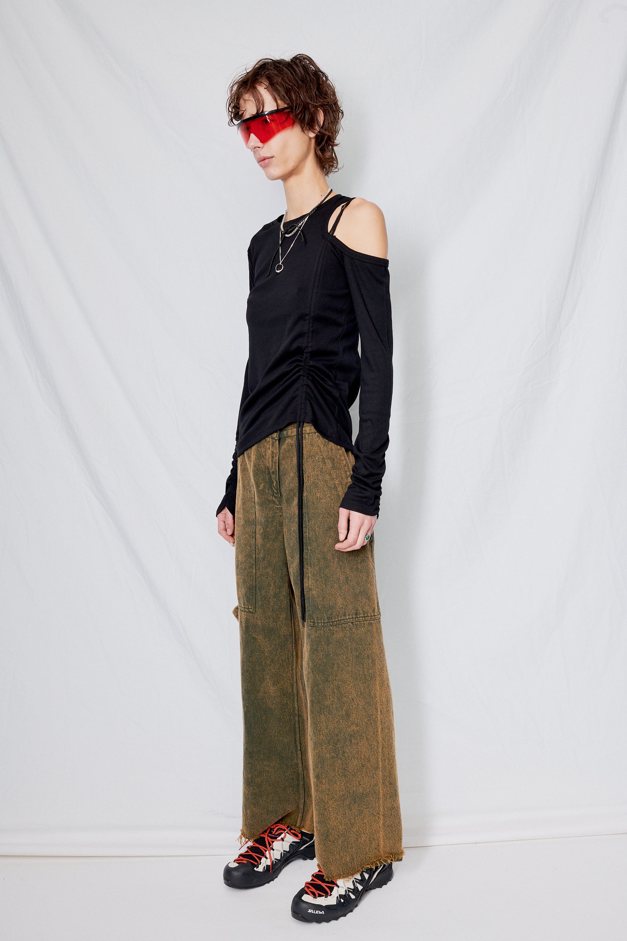 Black Cut Out Drawstring T-Shirt