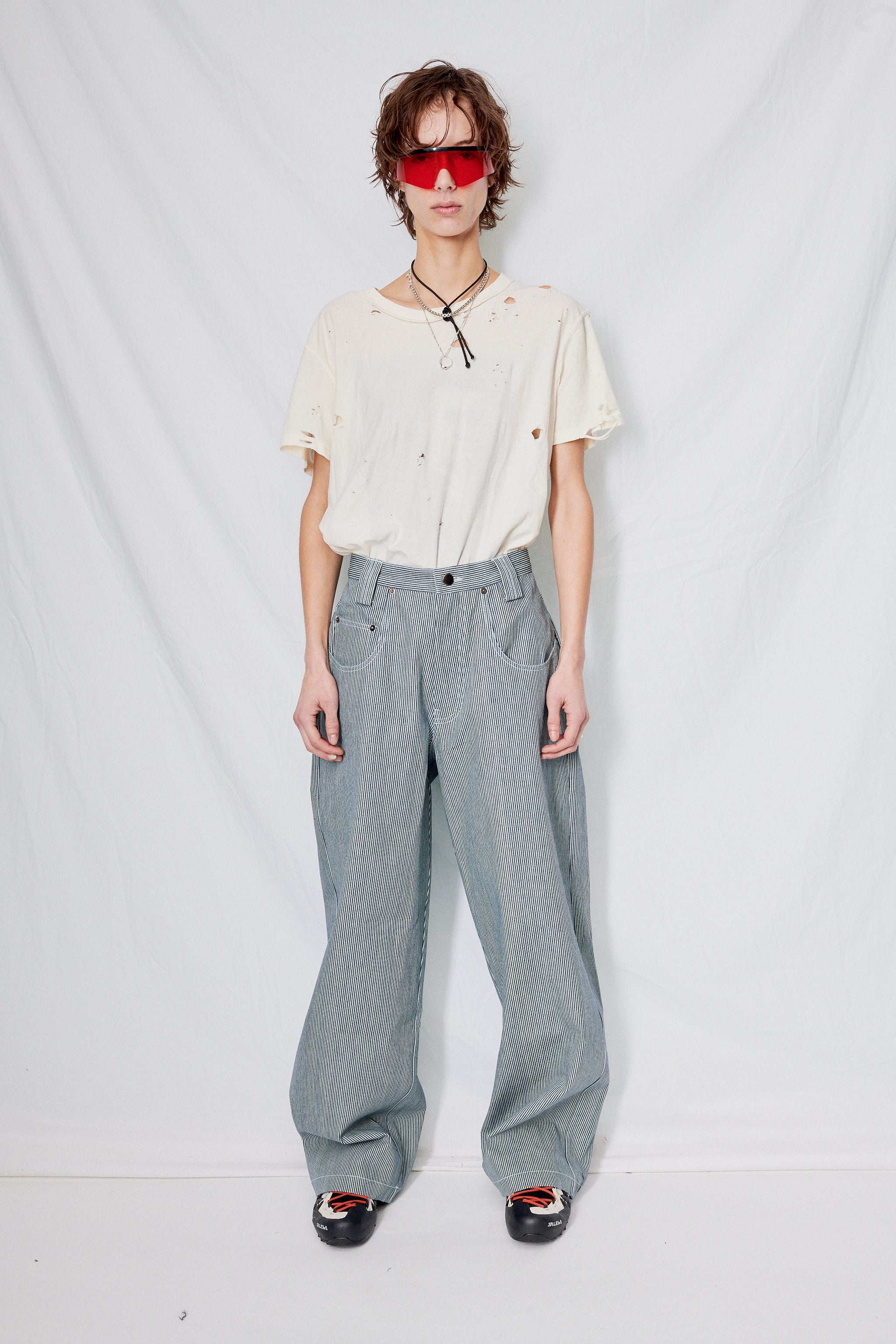 Railroad Stripe Denim Baggy Jean