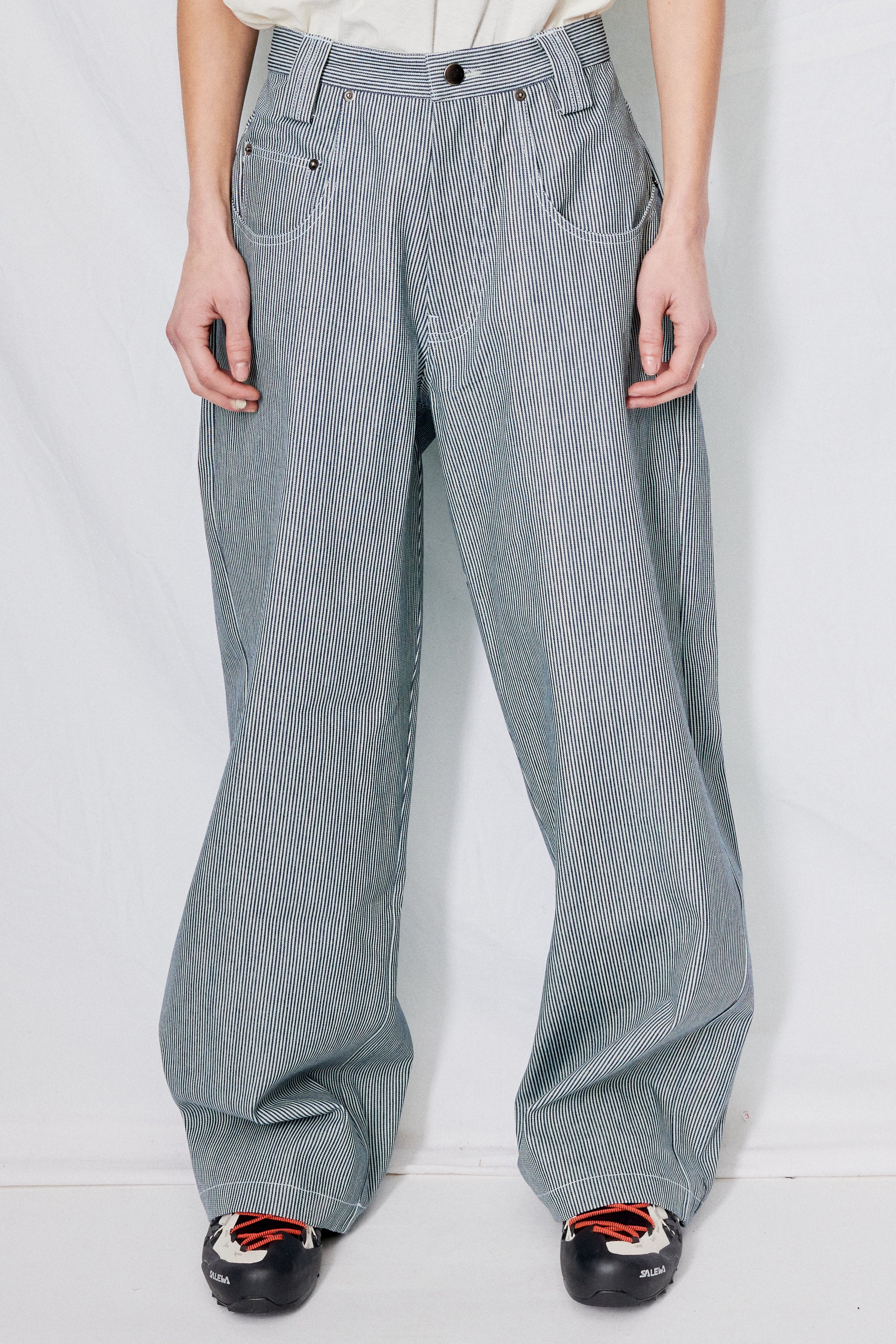 Railroad Stripe Denim Baggy Jean