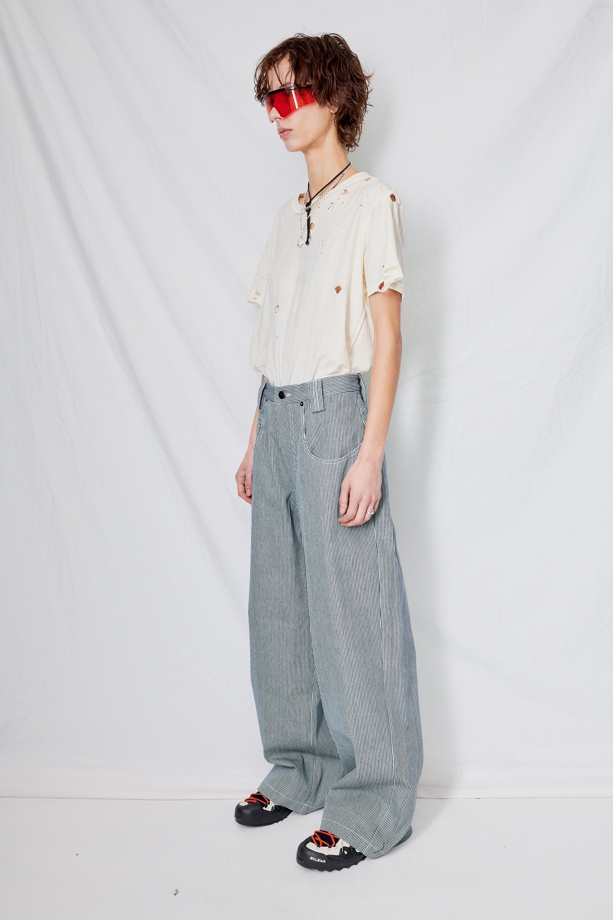 Railroad Stripe Denim Baggy Jean