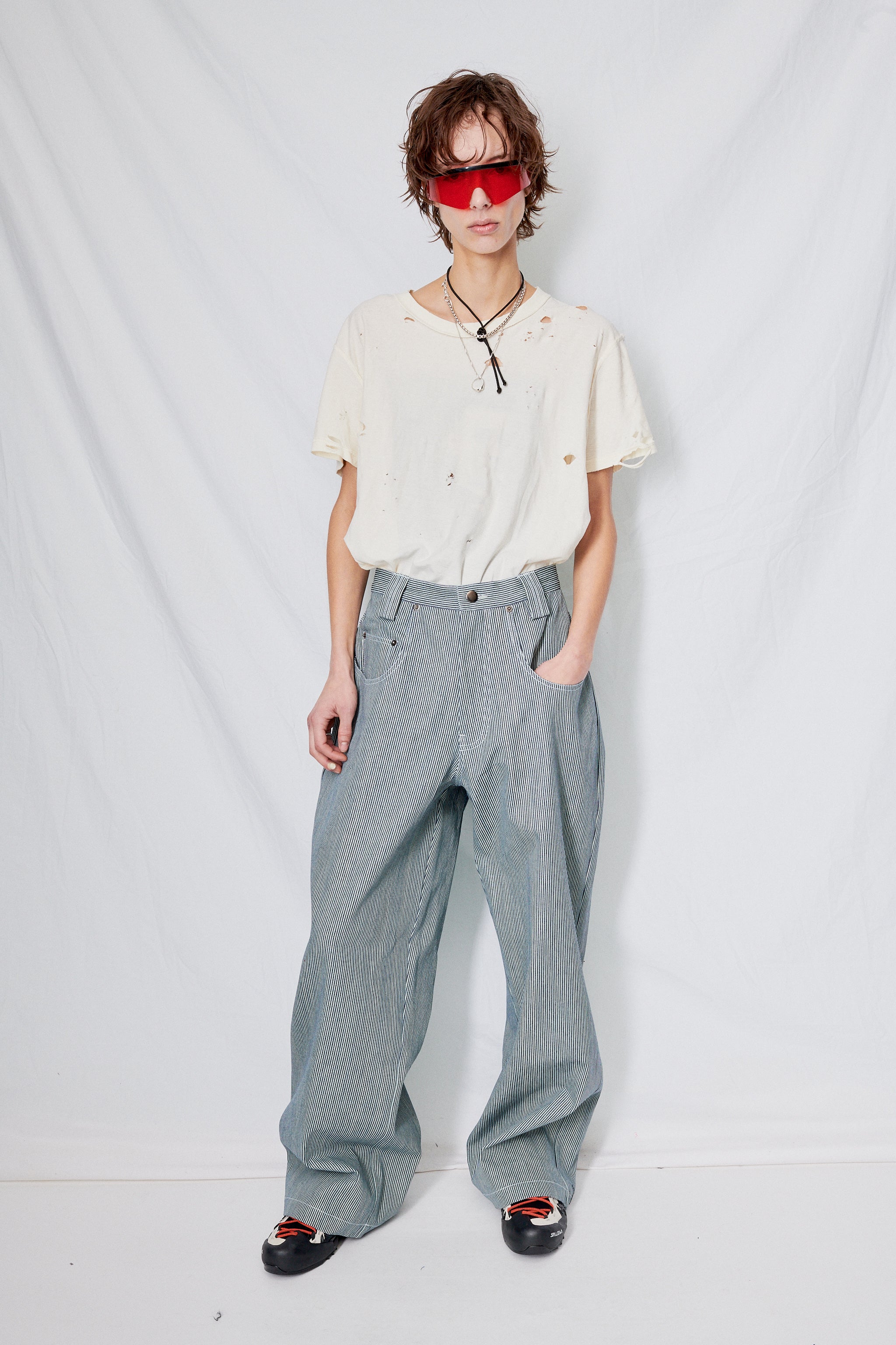 Railroad Stripe Denim Baggy Jean