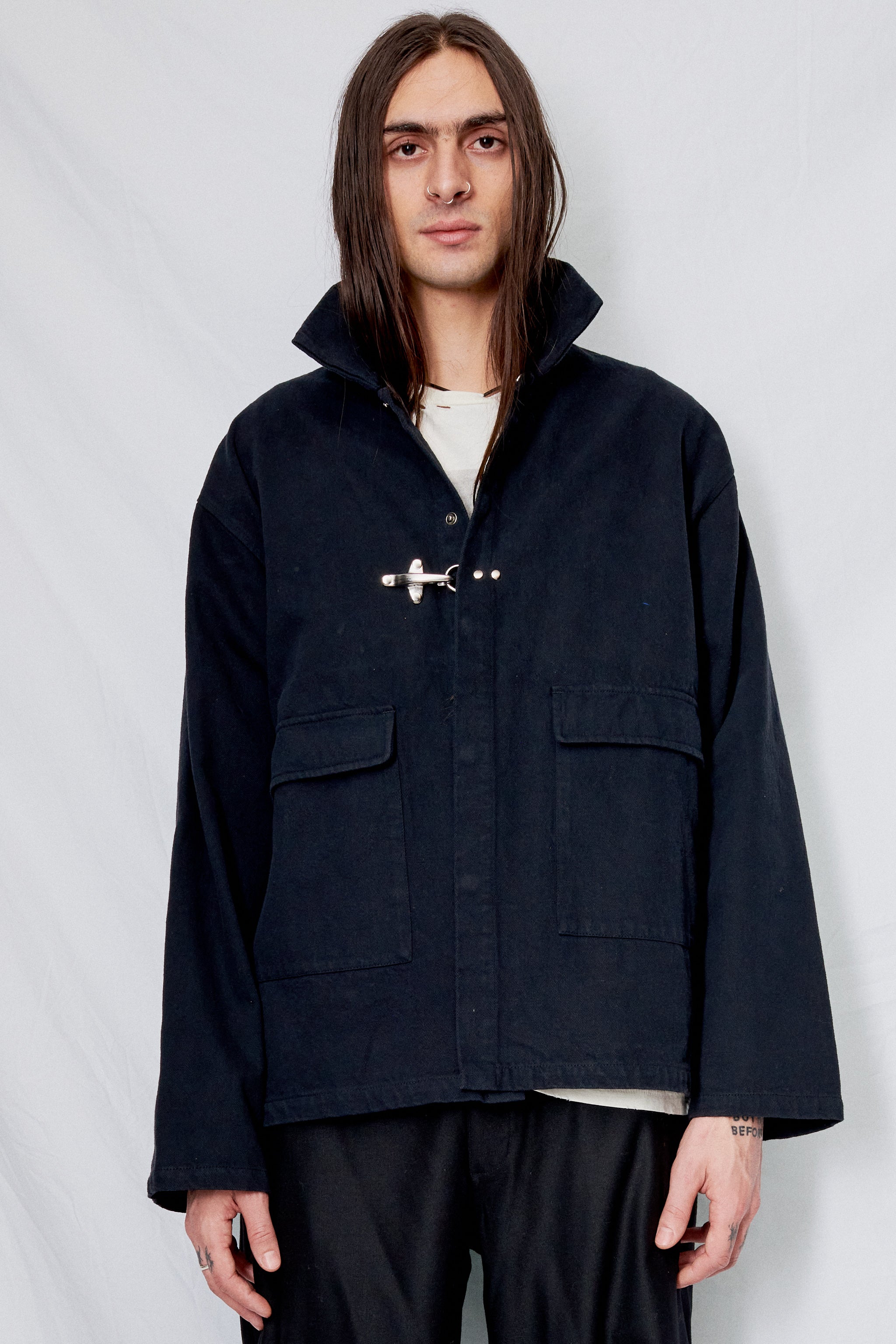 Black Denim Fireman Utility Jacket