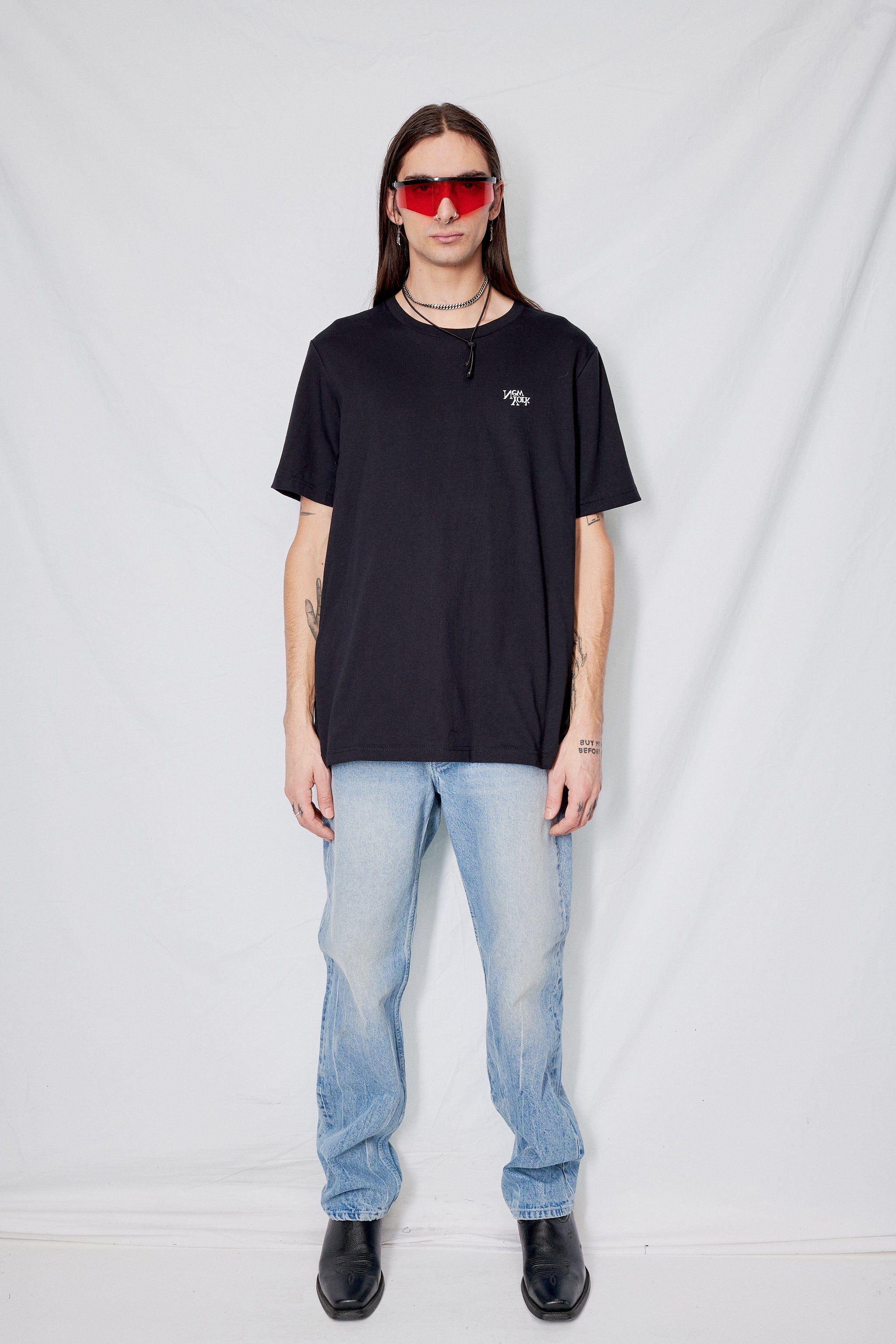 Black New York V2 Chest Logo T-Shirt