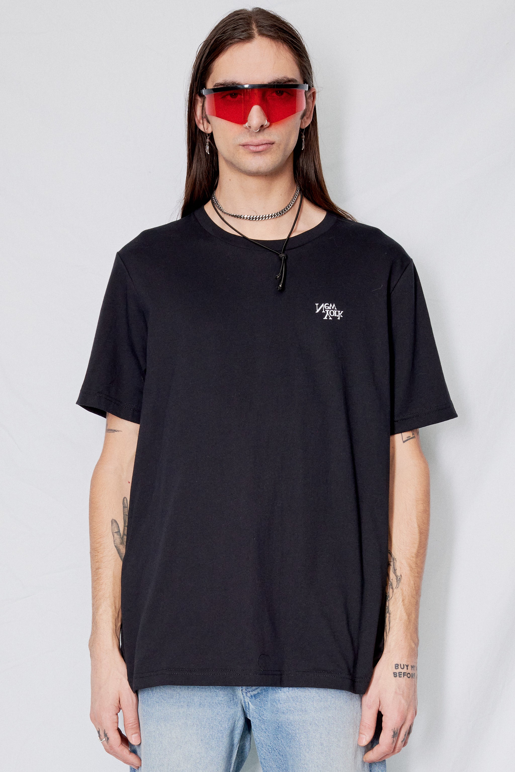 Black New York V2 Chest Logo T-Shirt