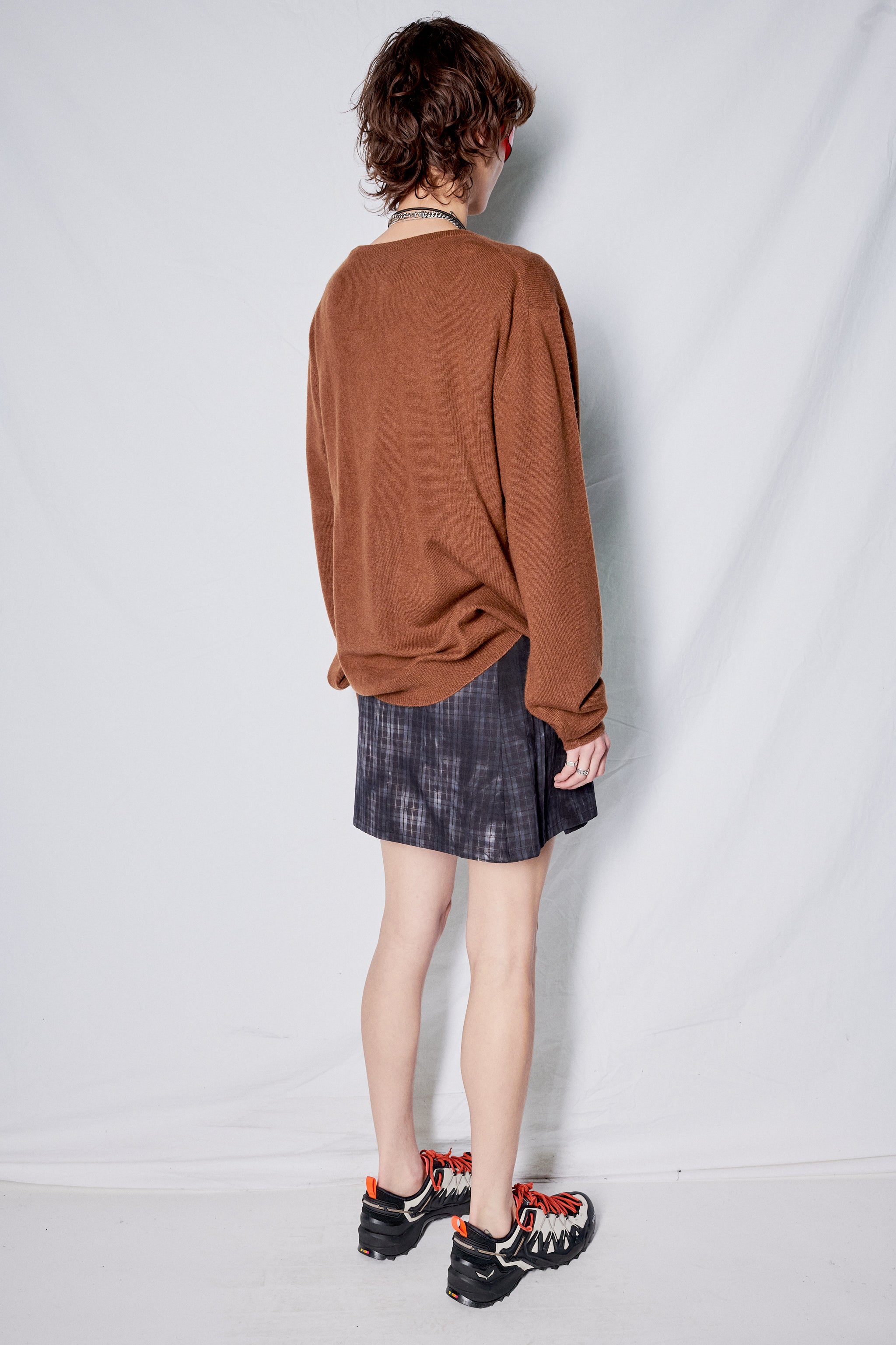 Black Dyed Flannel Mini Skirt