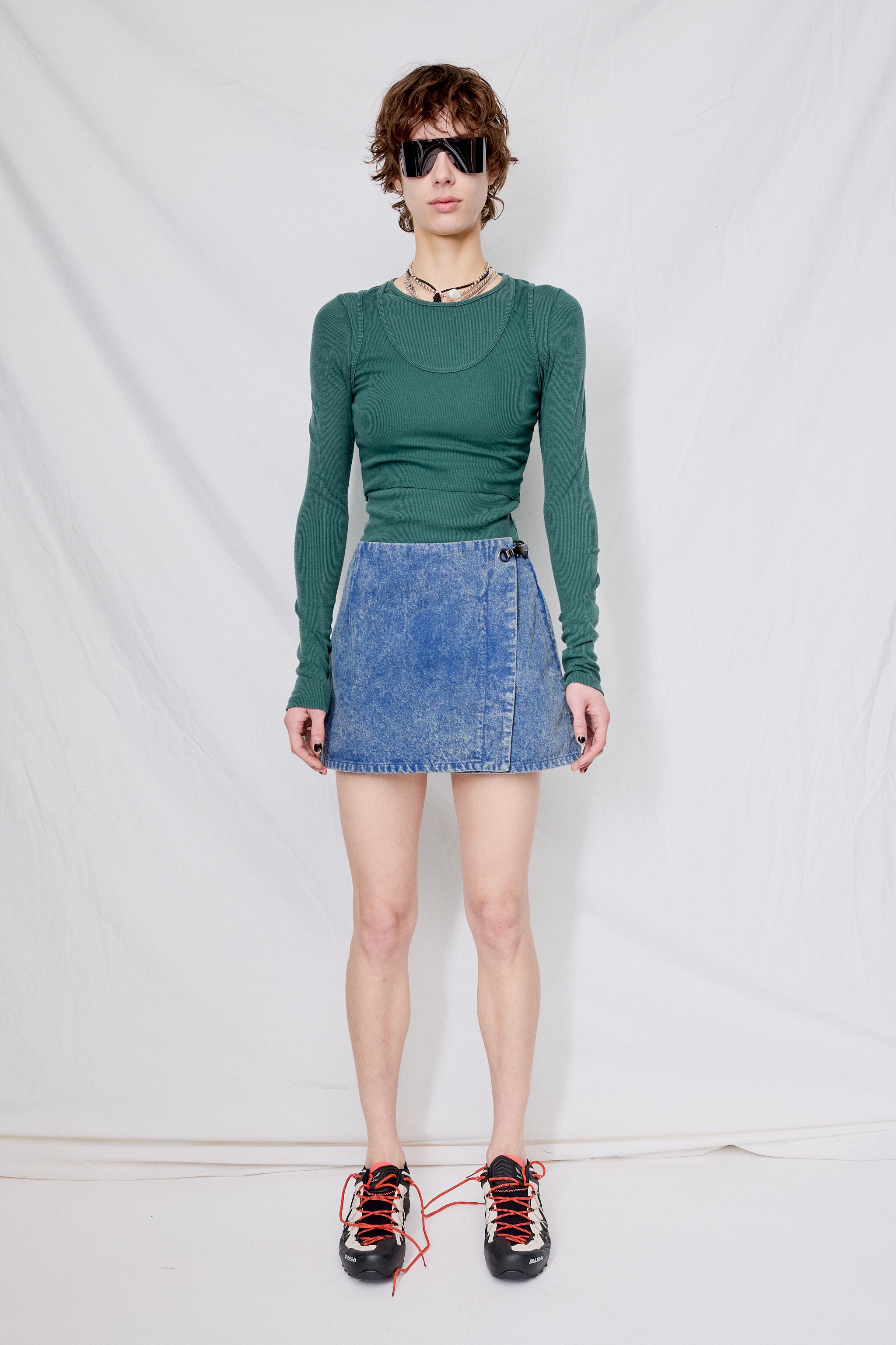Blue Stonewashed Denim Mini Skirt