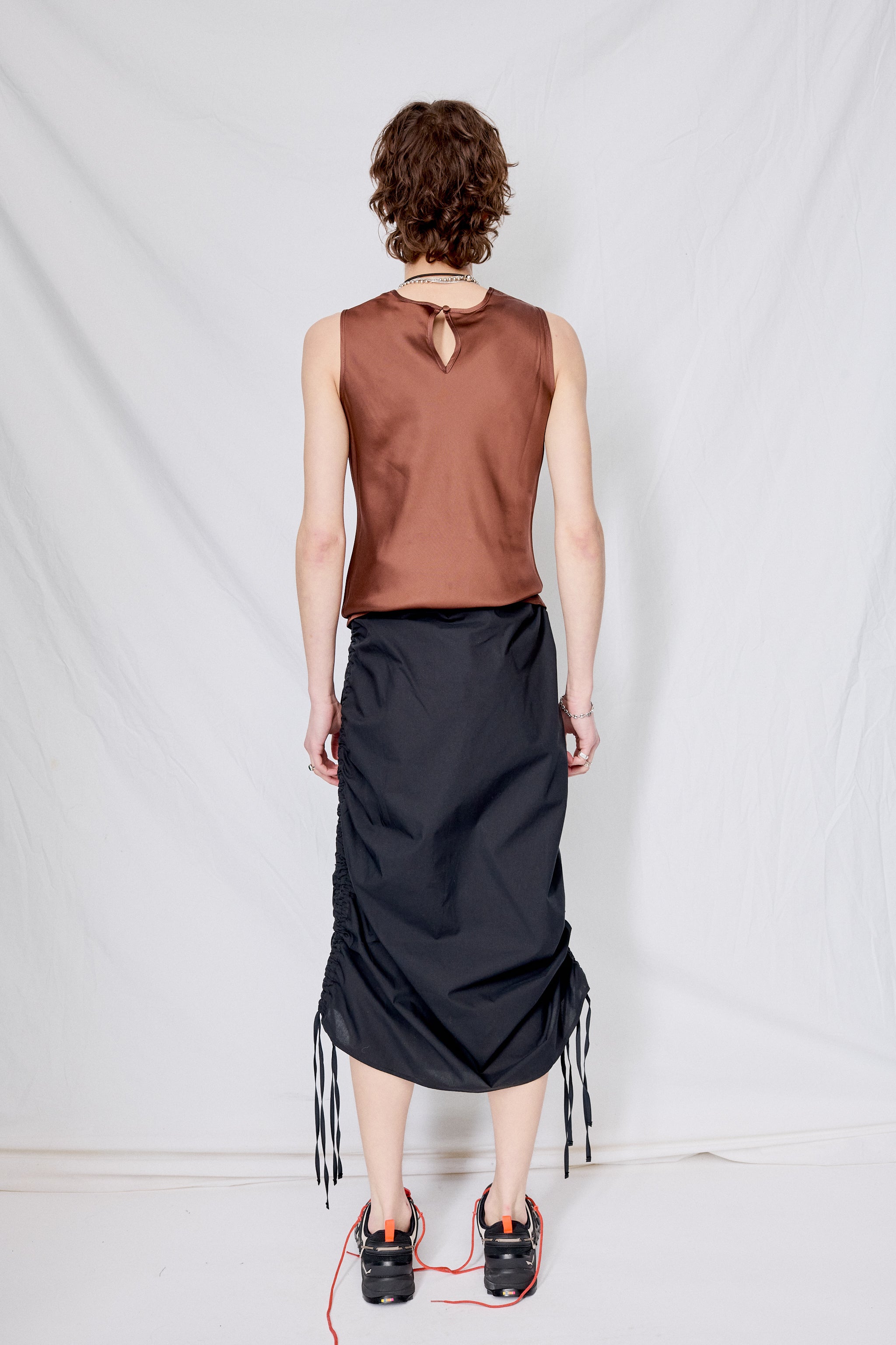 Black Pictorial Strap Skirt