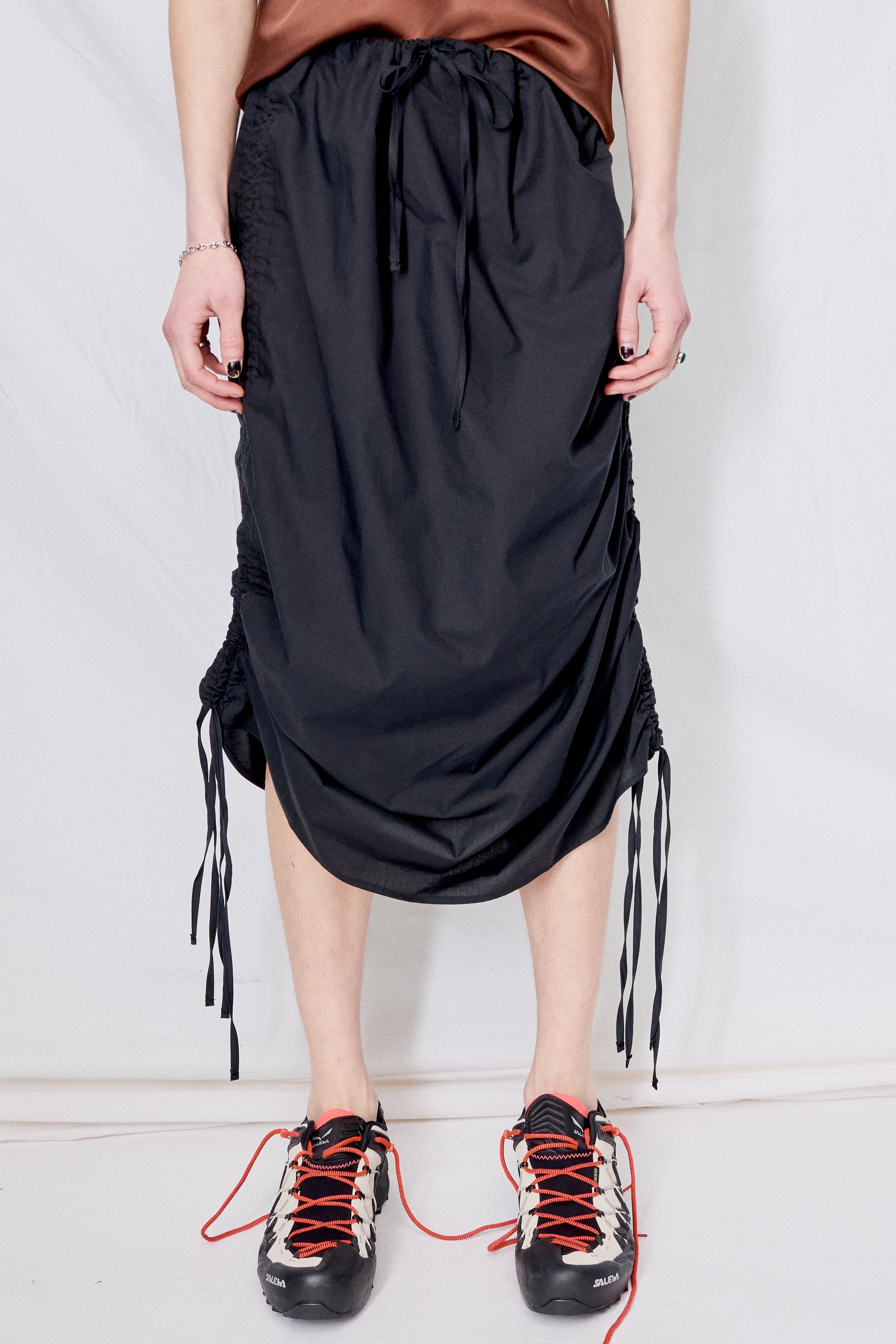 Black Pictorial Strap Skirt