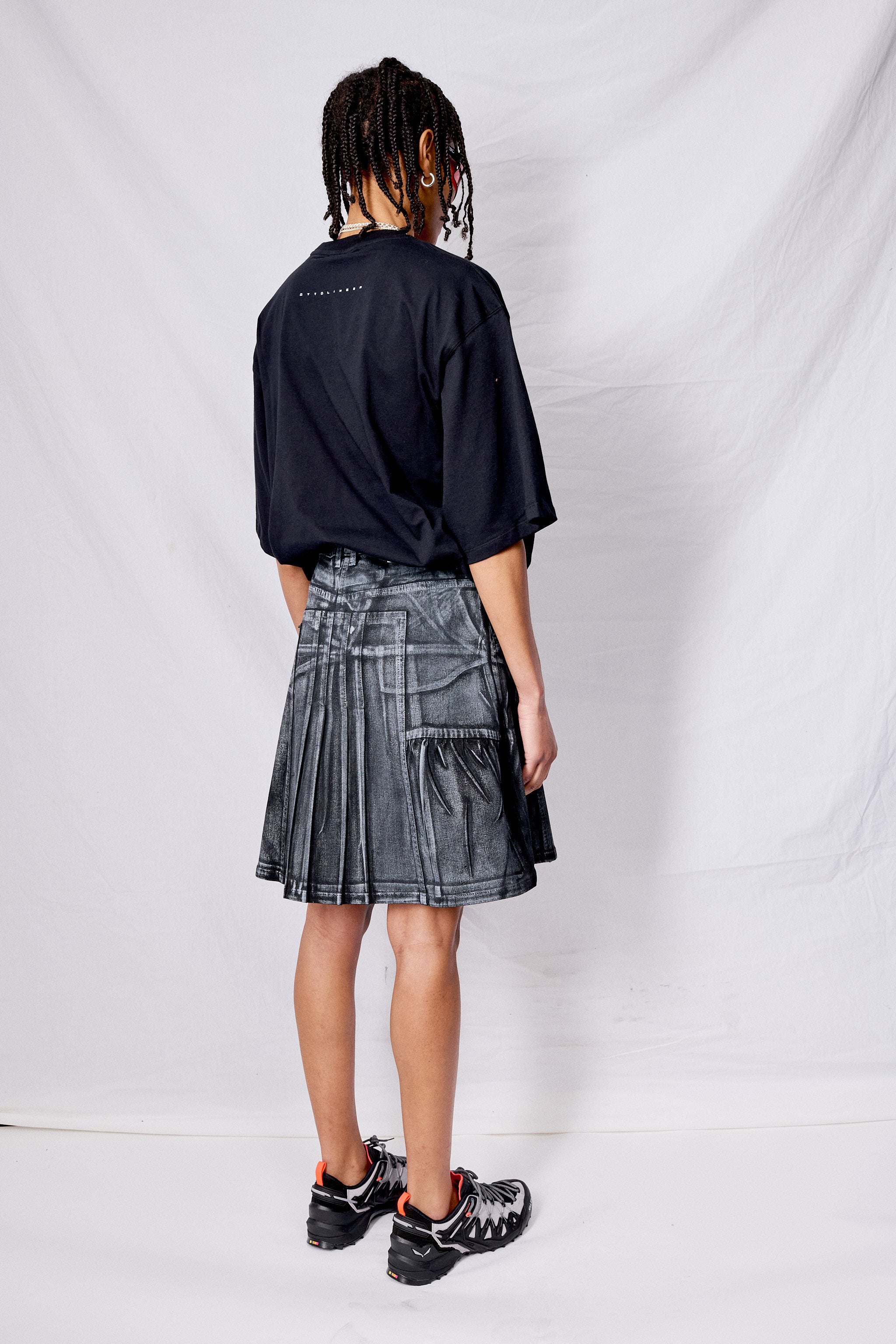 Black/White Paint Midi Skirt