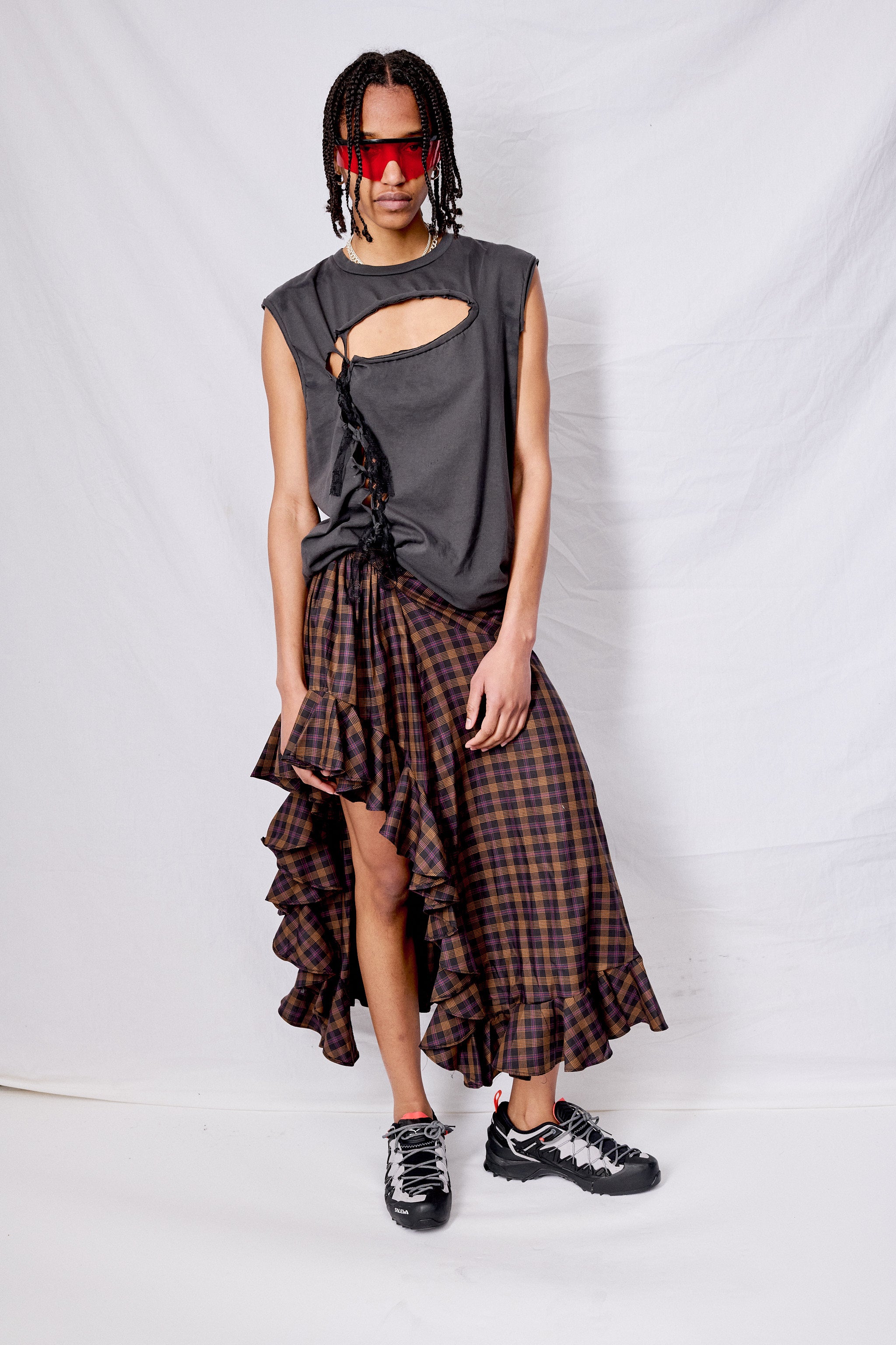 Black Plaid Florist Skirt