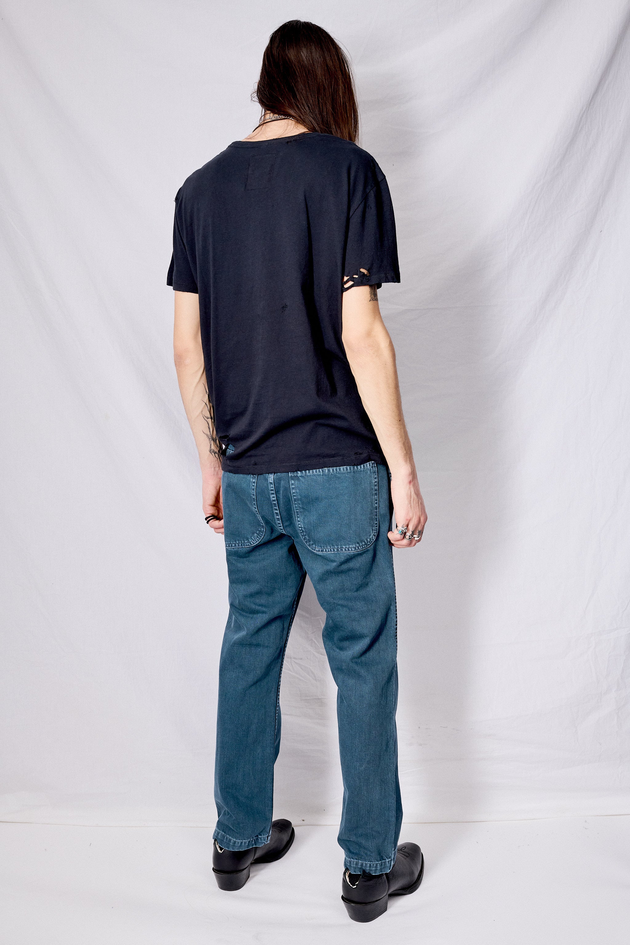 Navy Washed City Work Wide Leg Pant