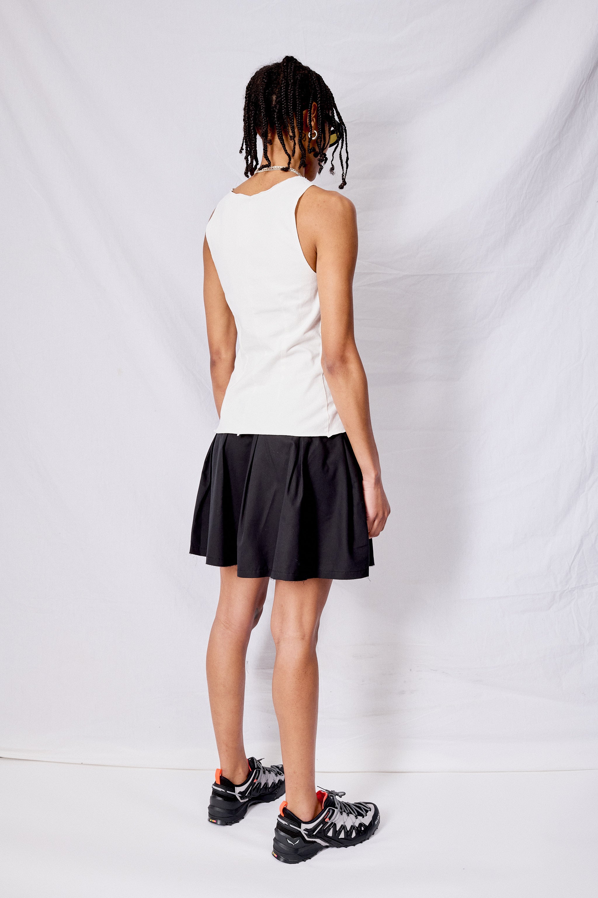 Black Peached Cupro Poplin Object Skirt