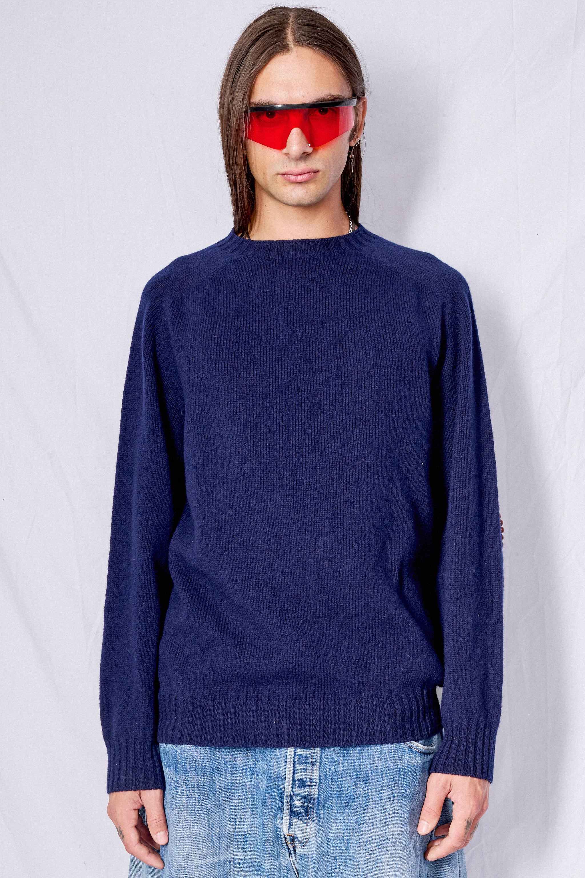 Navy/Brown No.75 Pearlpad Sweater - Bless – Assembly New York
