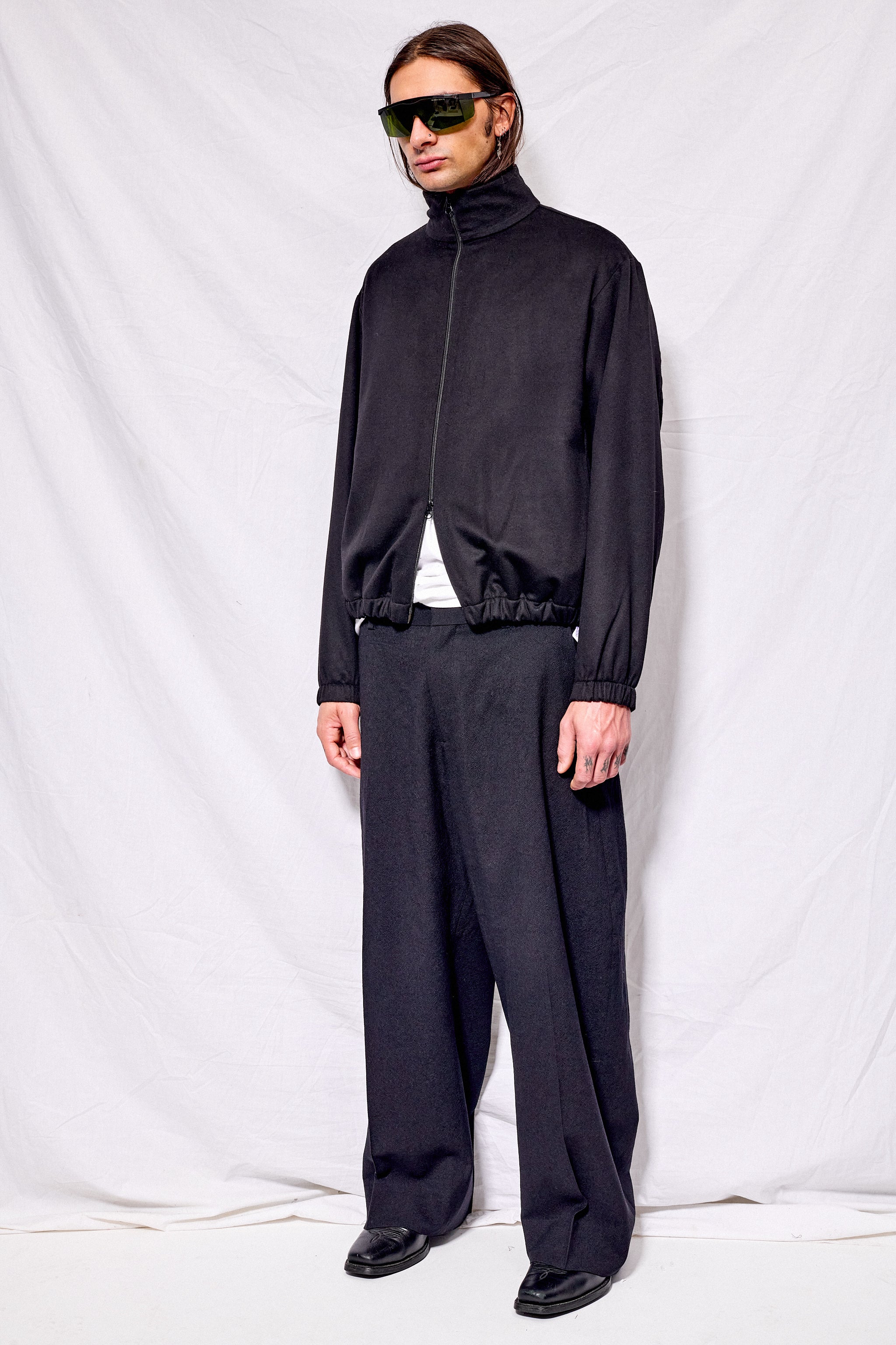 No.261 Black Heavy Wool Zipper Jacket - Gabriela Coll Garments