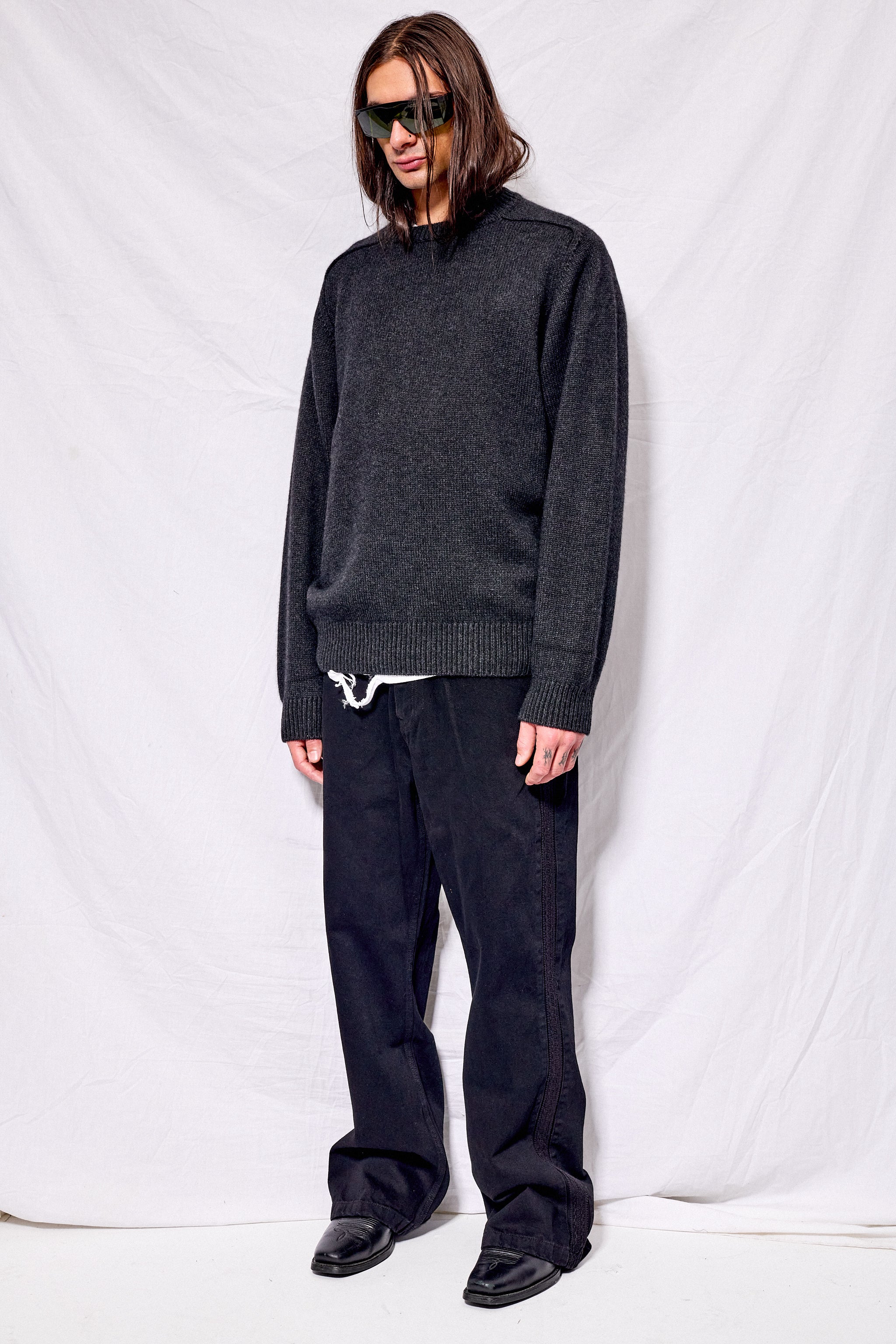 BATONER INNOCENT CASHMERE CREW NECK サイズ3 Melange Black Innocent Cashmere Heavy Weight Crewneck - Batoner