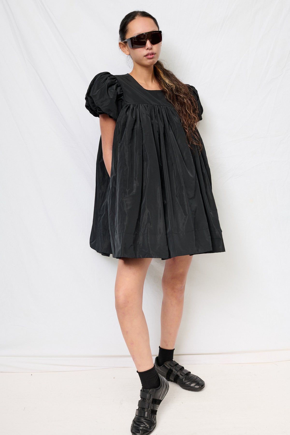 knee length dresses for ladies NAOMI DRESS IN BLACK – SANDY LIANG main image 0