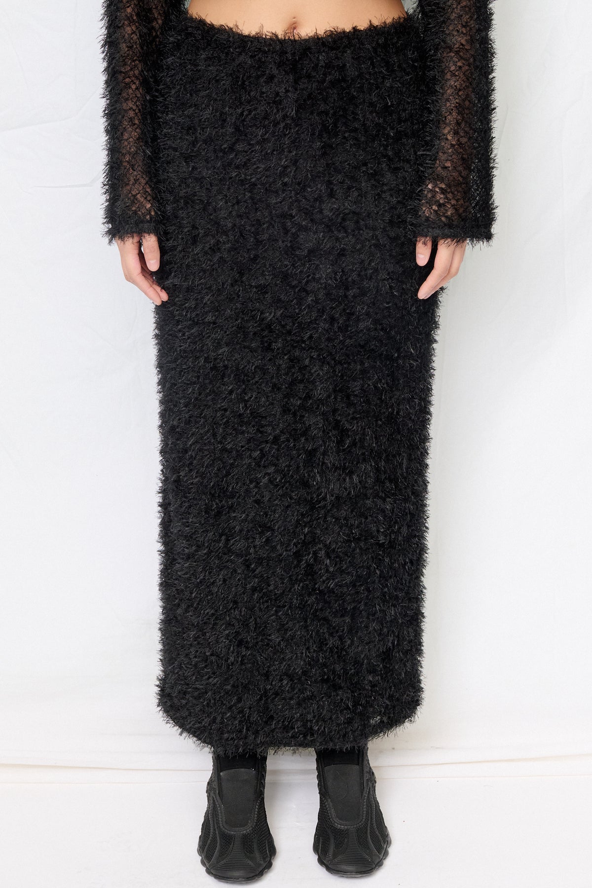 Black Feather Maxi Skirt