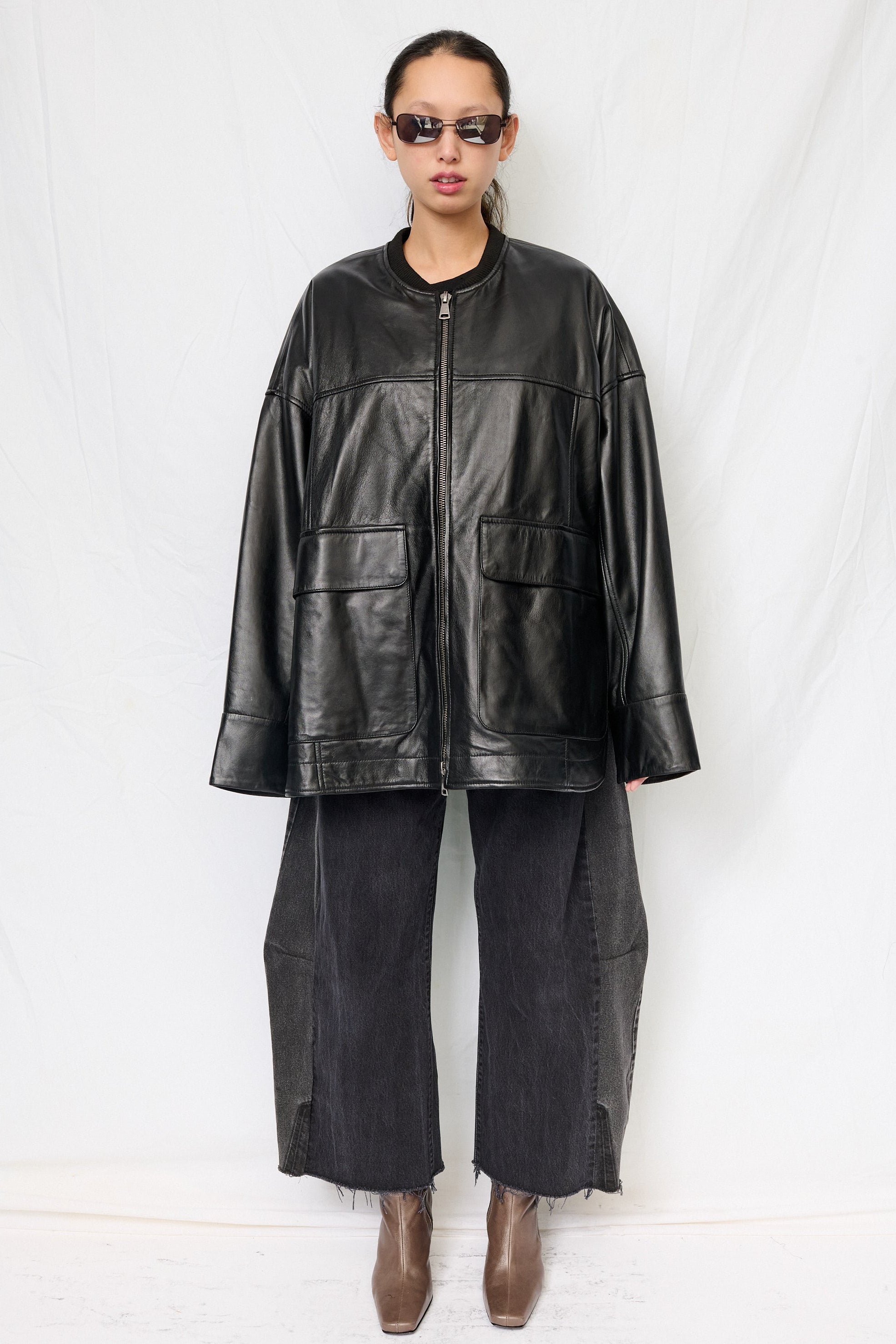 Black Nappa Leather Parka Jacket - Assembly New York