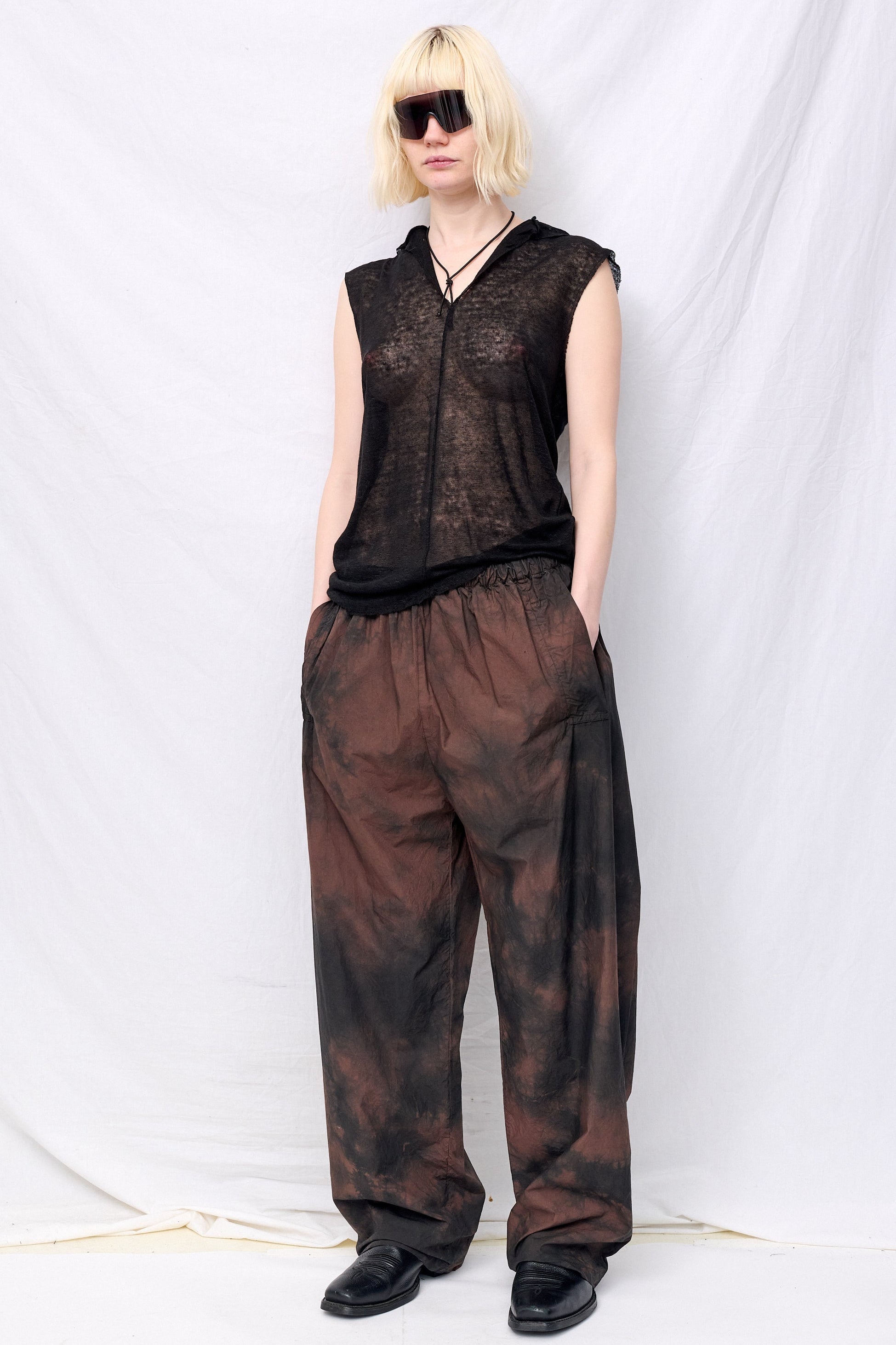 No.287 Brown/Black Poplin Flap Pocket Trousers - Gabriela Coll